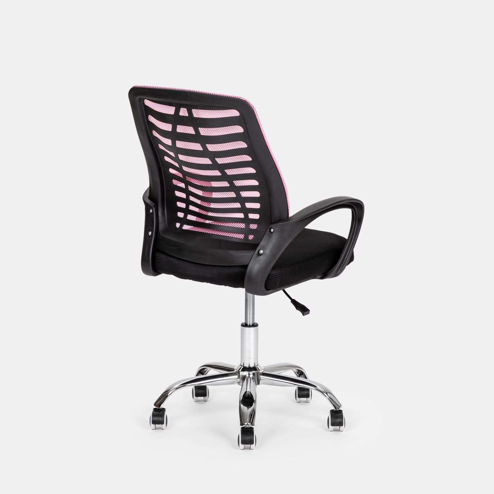 Sedia da ufficio girevole in tessuto mesh nero e schienale traspirante rosa - Storex