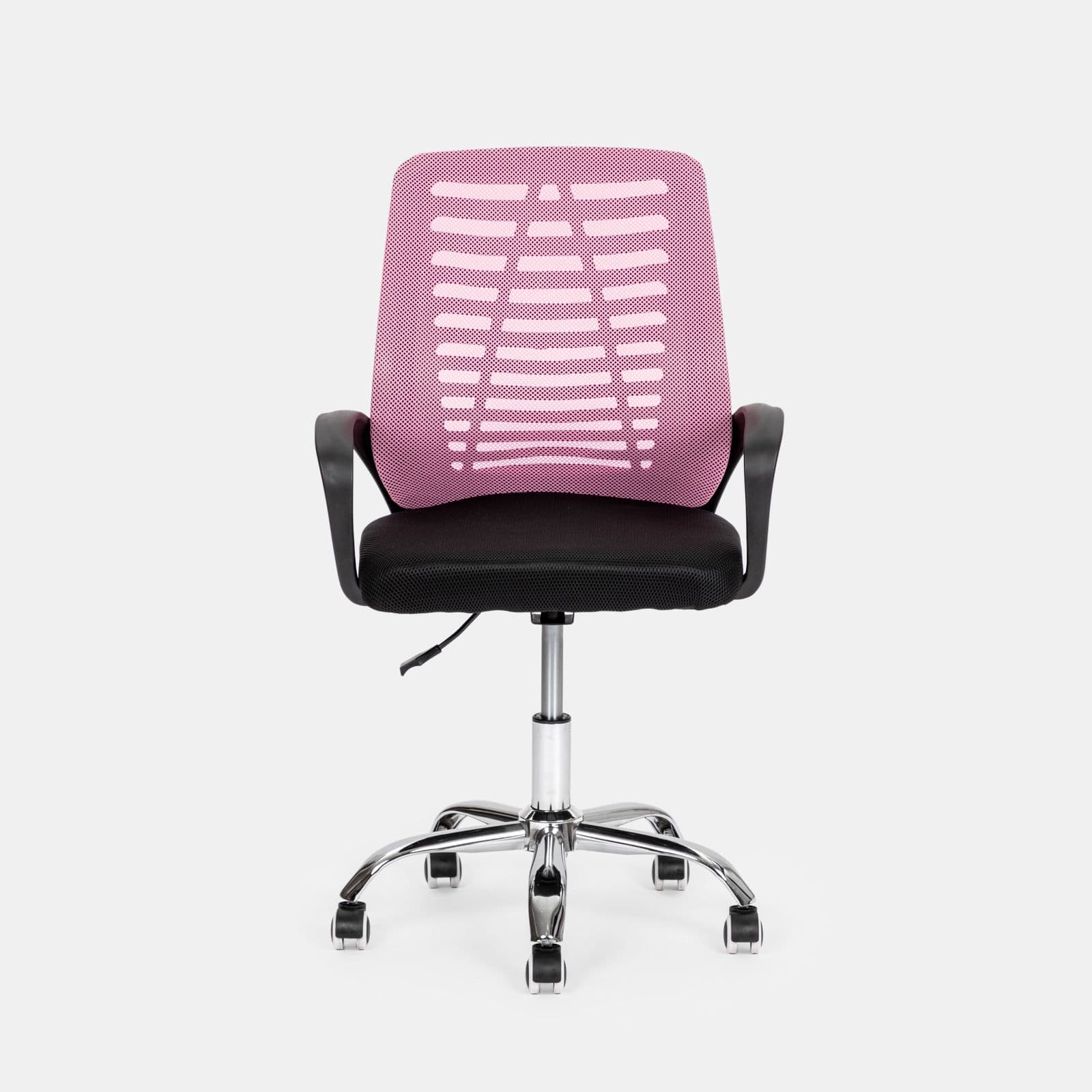 Sedia da ufficio girevole in tessuto mesh nero e schienale traspirante rosa - Storex