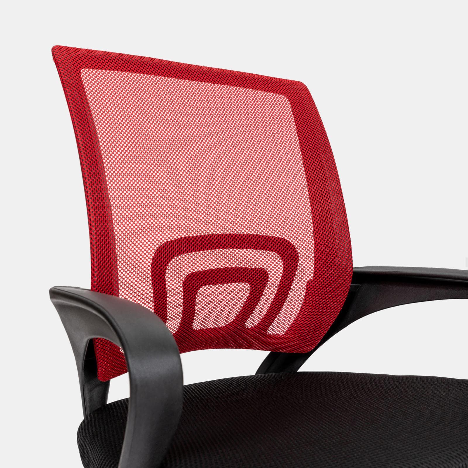 Sedia da ufficio girevole in tessuto mesh nero e schienale traspirante rosso - Lizzy