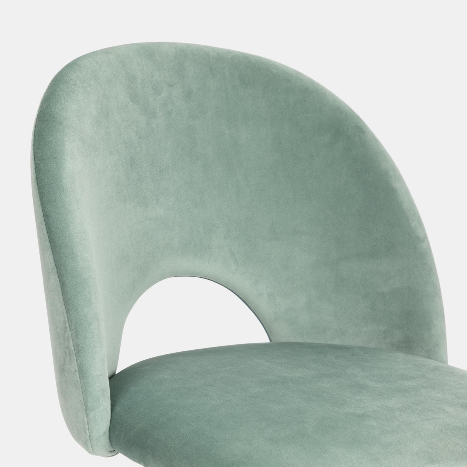 Sedia da ufficio girevole in velluto verde con base in metallo nero - Kimmy Roller