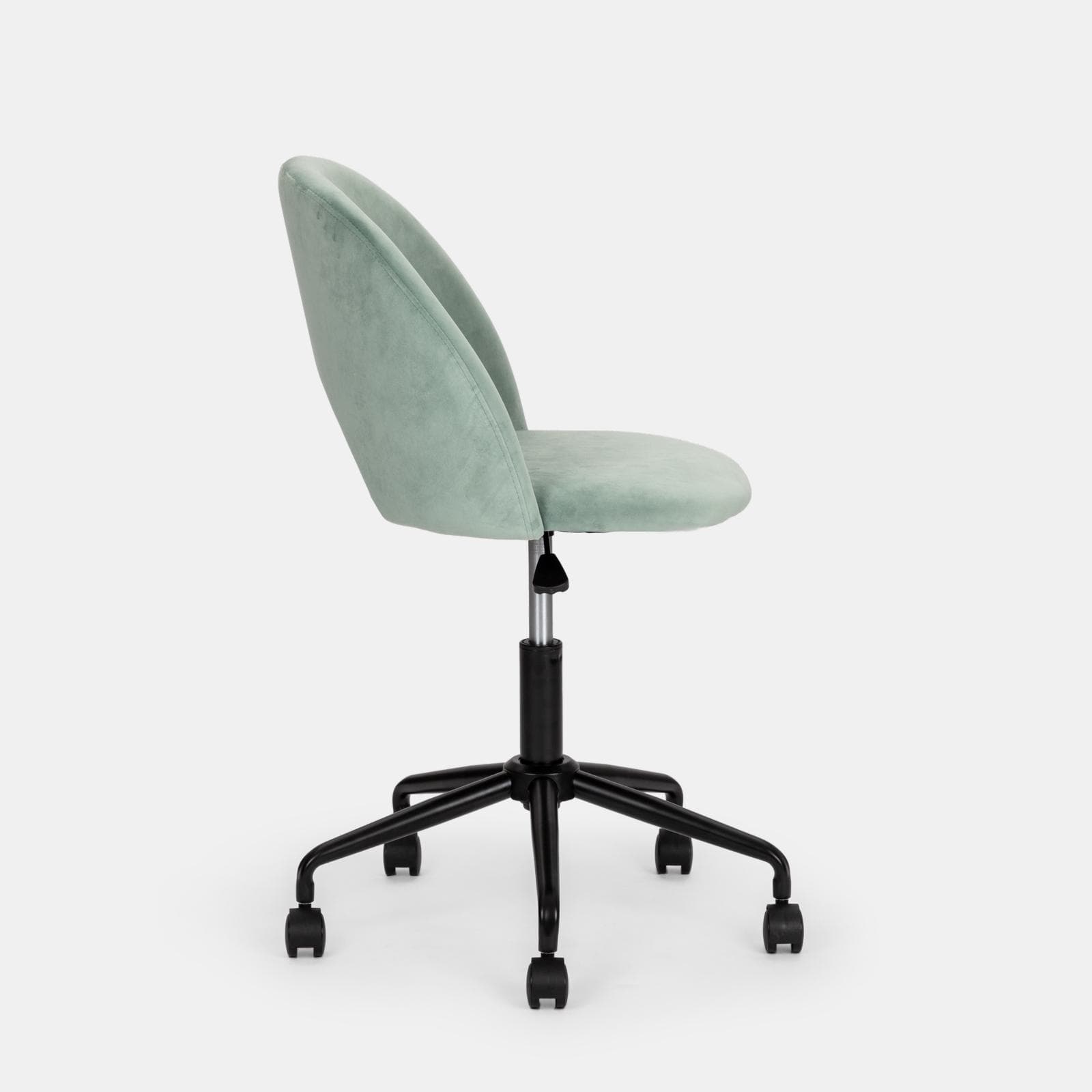 Sedia da ufficio girevole in velluto verde con base in metallo nero - Kimmy Roller