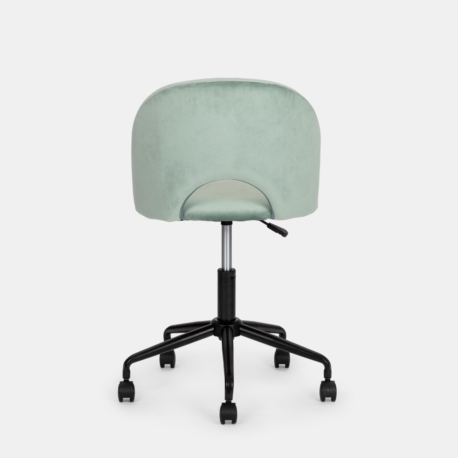 Sedia da ufficio girevole in velluto verde con base in metallo nero - Kimmy Roller