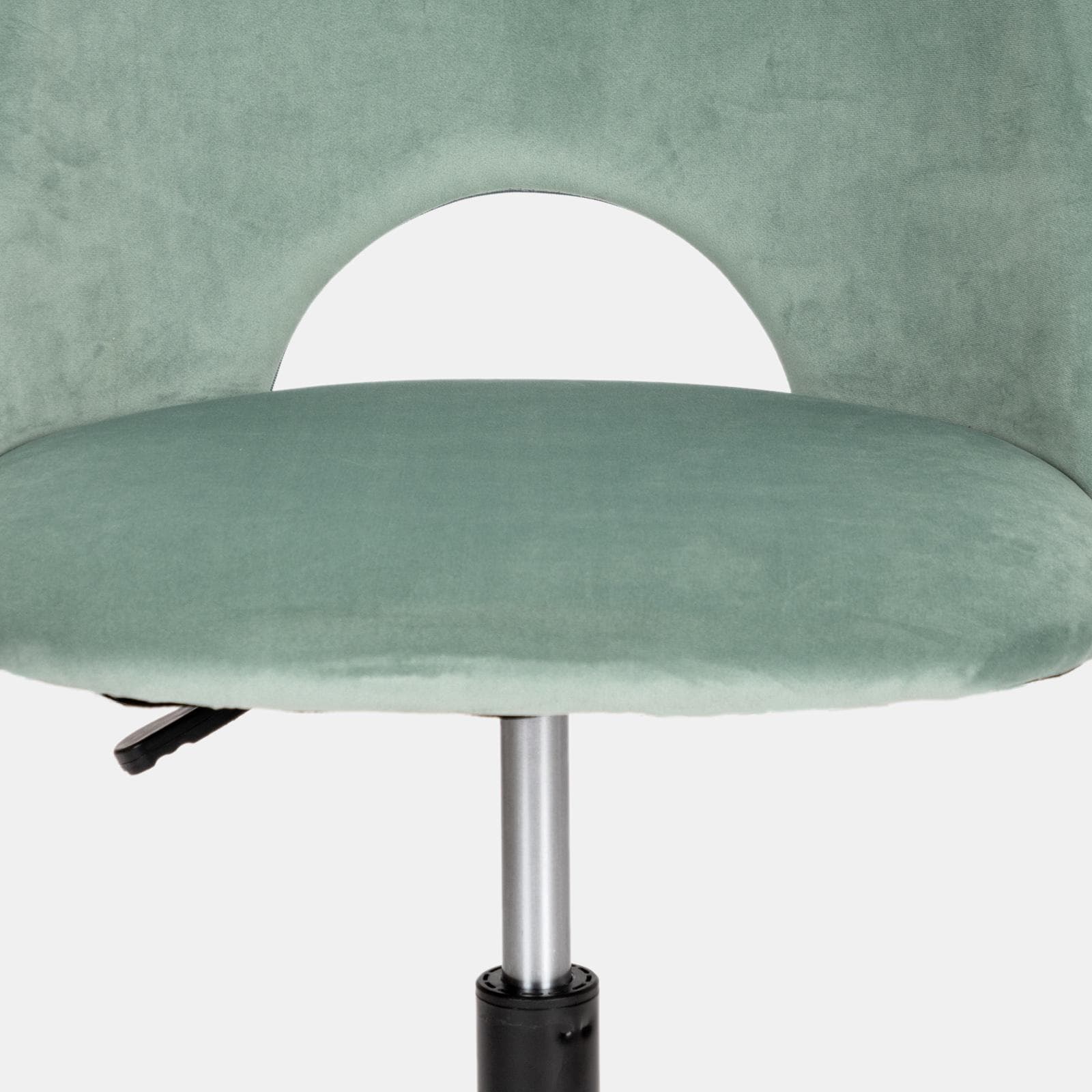 Sedia da ufficio girevole in velluto verde con base in metallo nero - Kimmy Roller