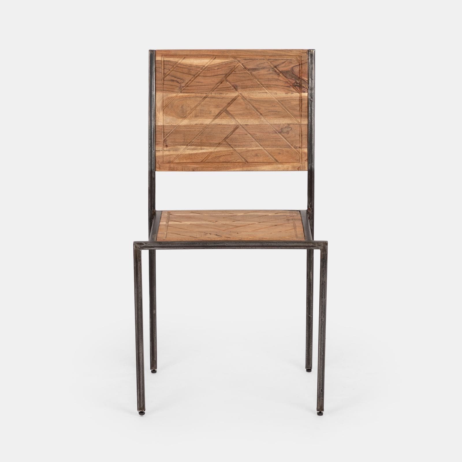 Sedia in legno di acacia e metallo nero - Freia Acacia