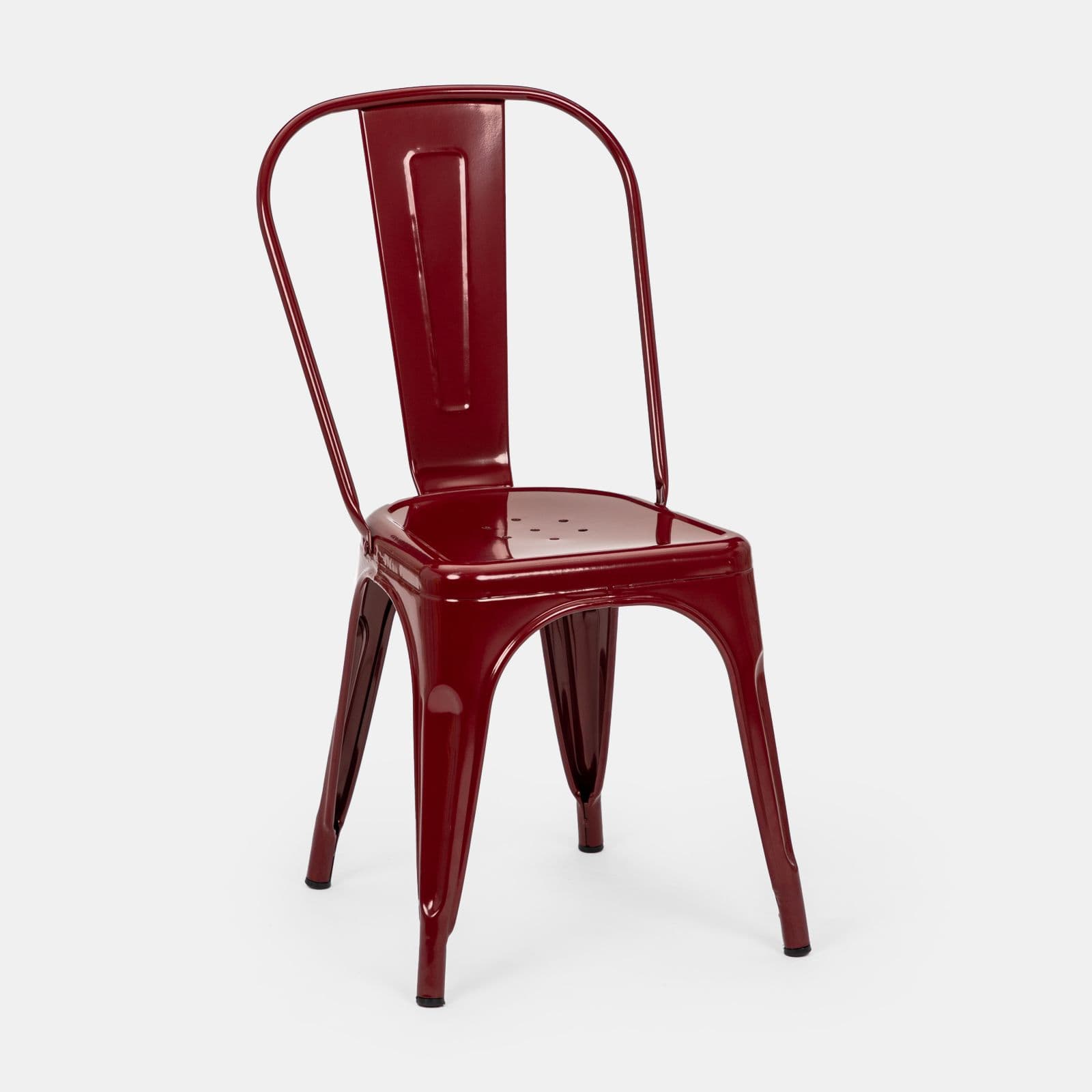 Sedia impilabile stile industrial in metallo bordeaux - Farley