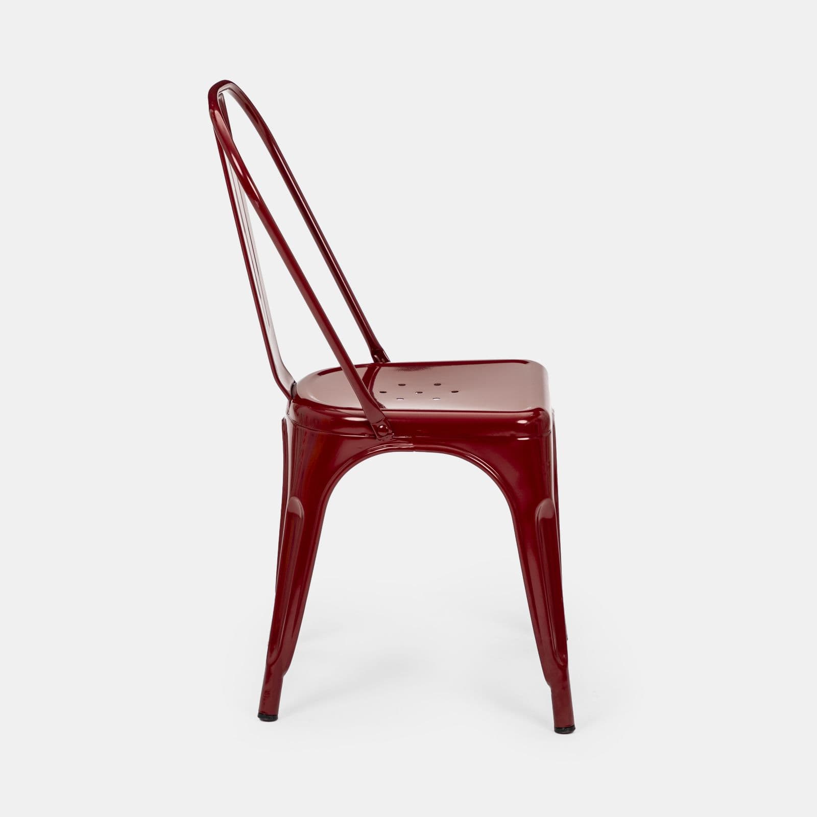 Sedia impilabile stile industrial in metallo bordeaux - Farley