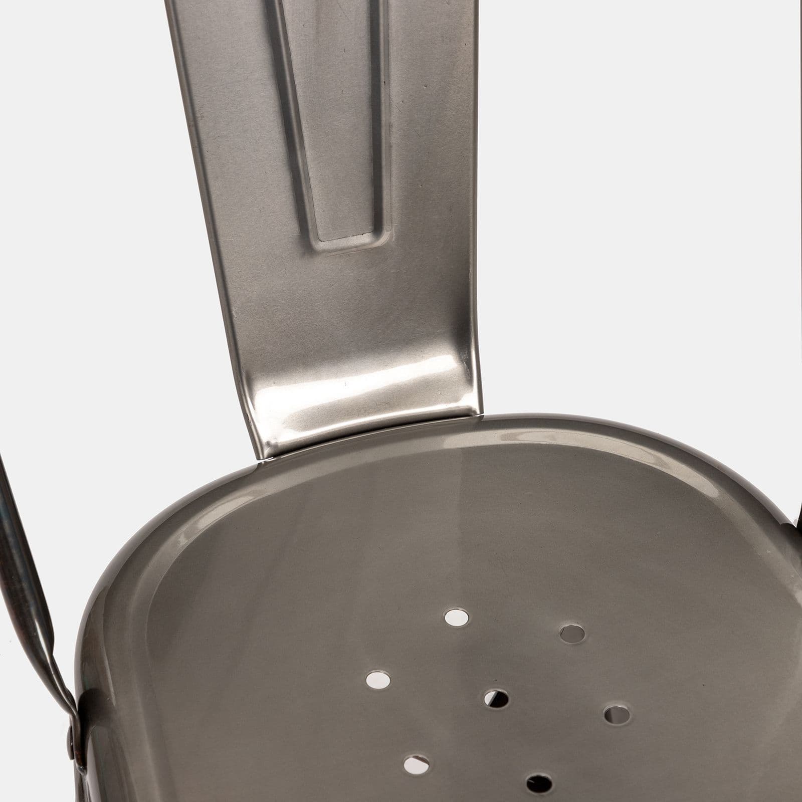 Sedia impilabile stile industrial in metallo grigio spazzolato - Farley