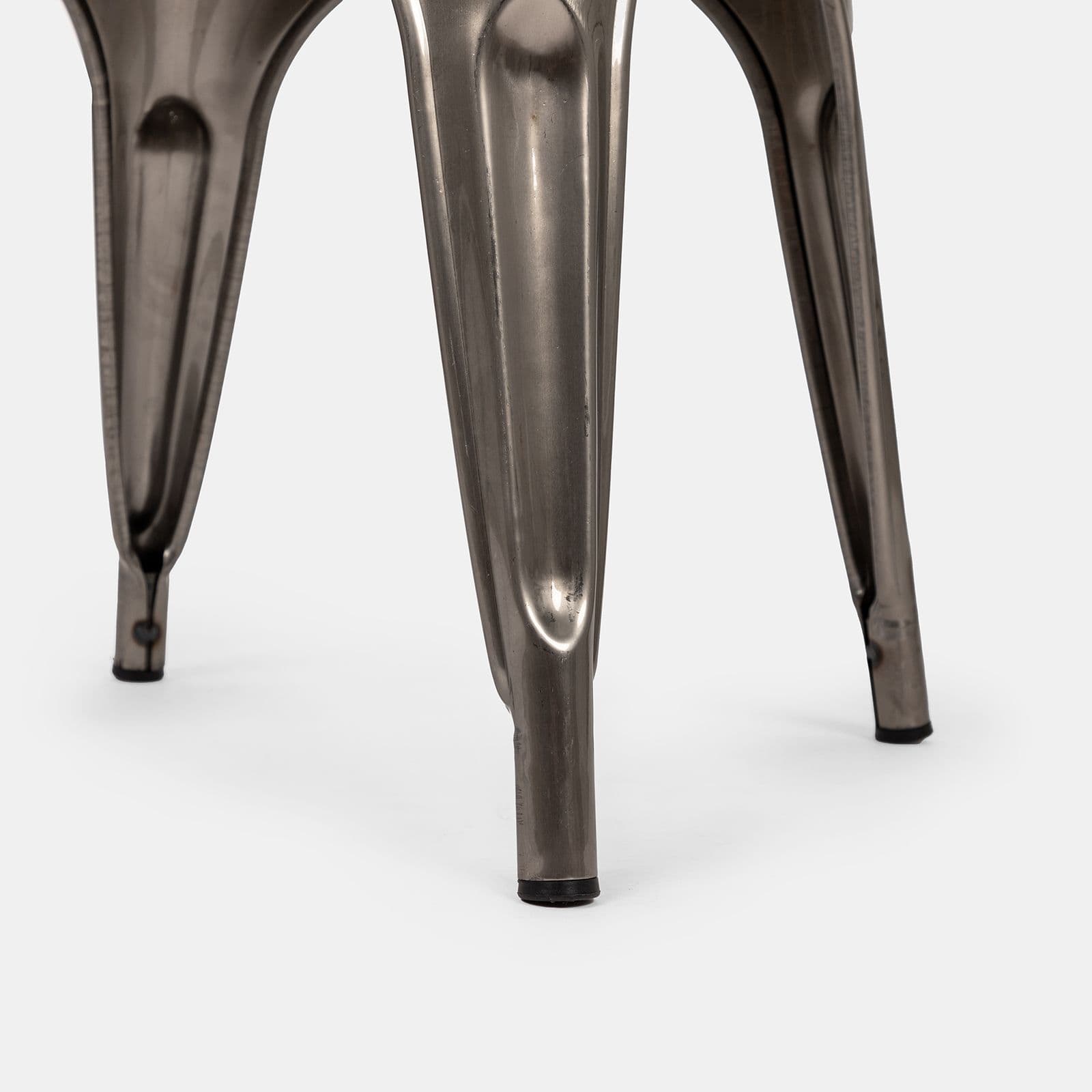 Sedia impilabile stile industrial in metallo grigio spazzolato - Farley