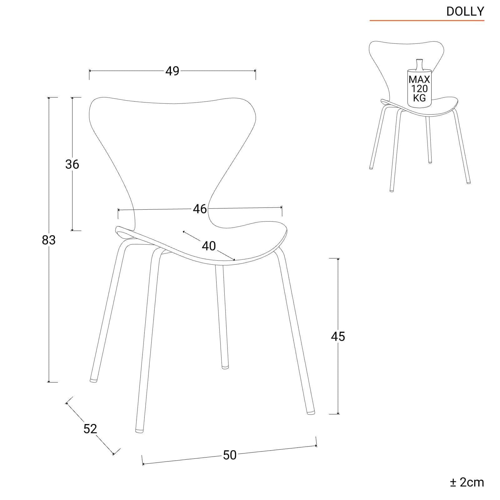 Sedia impilabile in polipropilene bianco con seduta effetto legno e gambe oro - Dolly