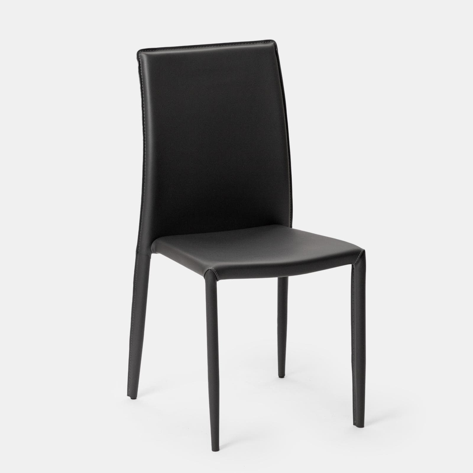 Sedia in similpelle antracite con gambe in metallo rivestite - Manfredi