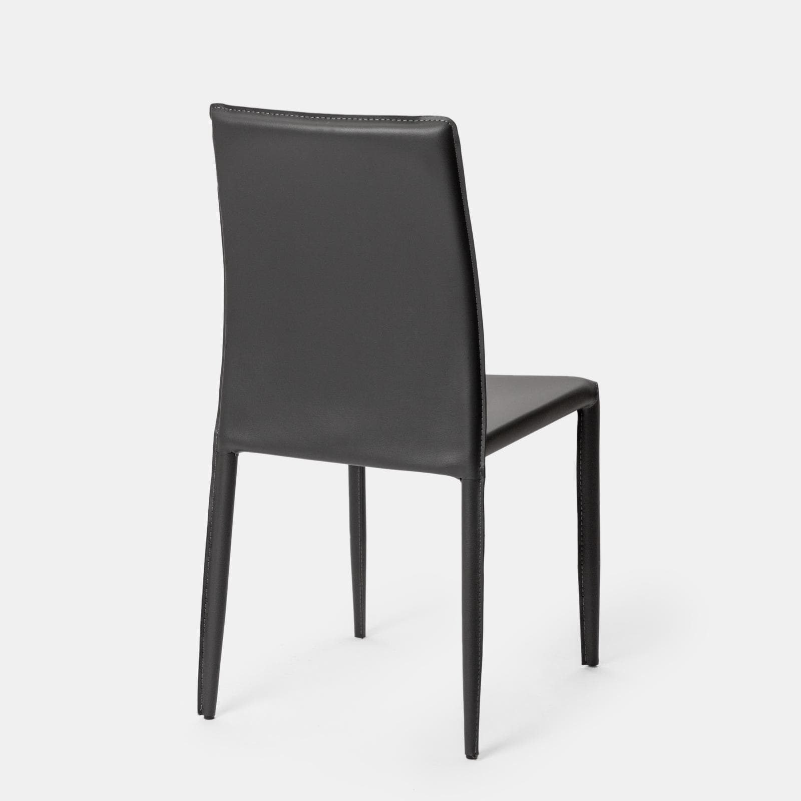 Sedia in similpelle antracite con gambe in metallo rivestite - Manfredi