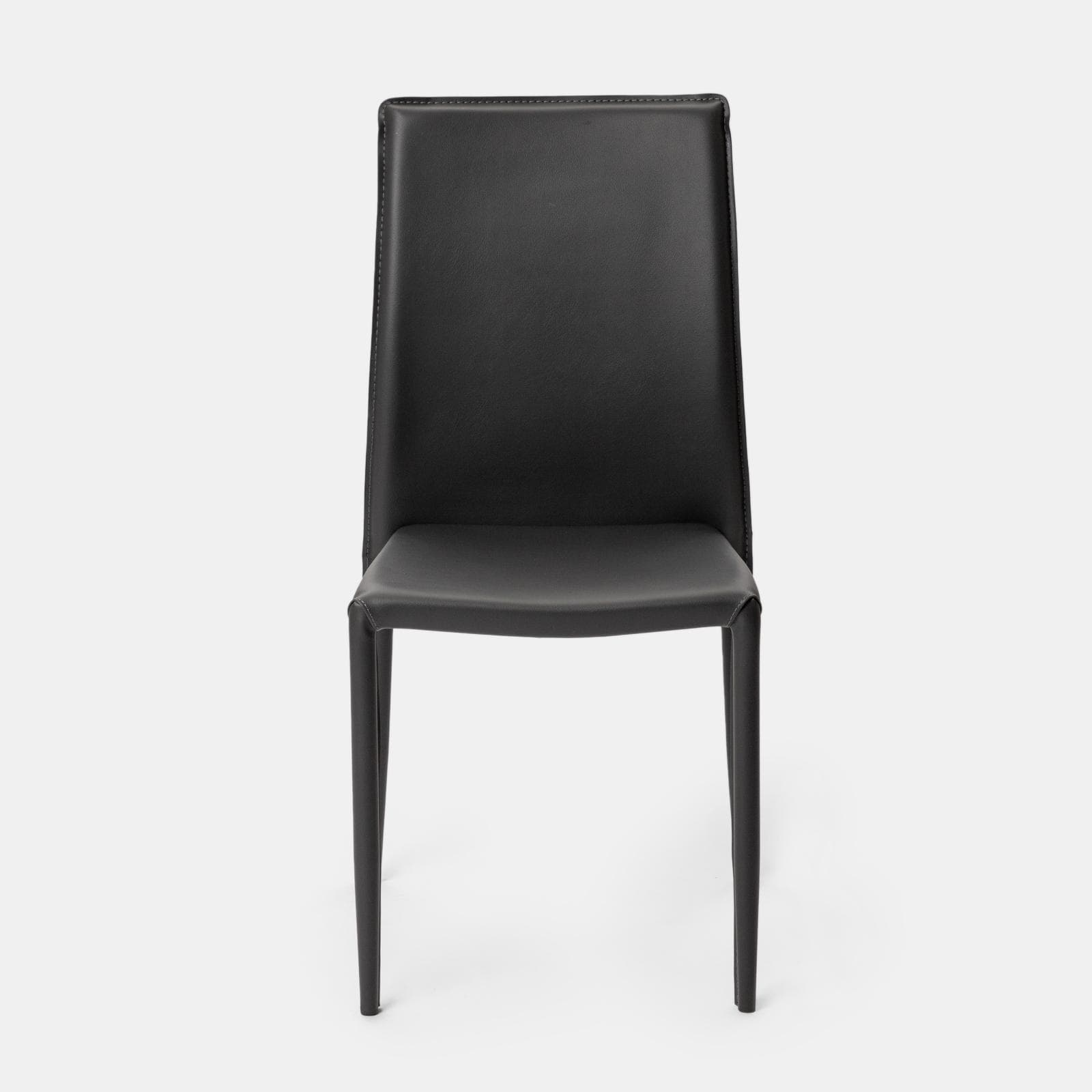 Sedia in similpelle antracite con gambe in metallo rivestite - Manfredi