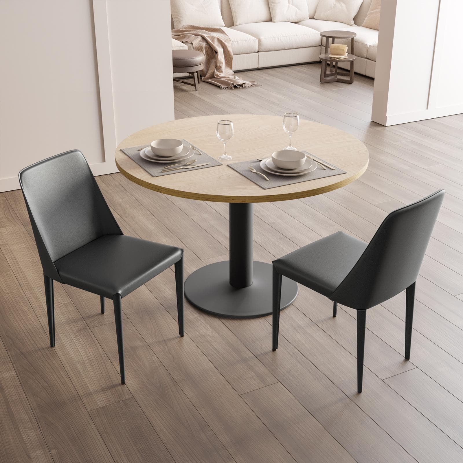Sedia in similpelle antracite con gambe in metallo rivestite - Molving