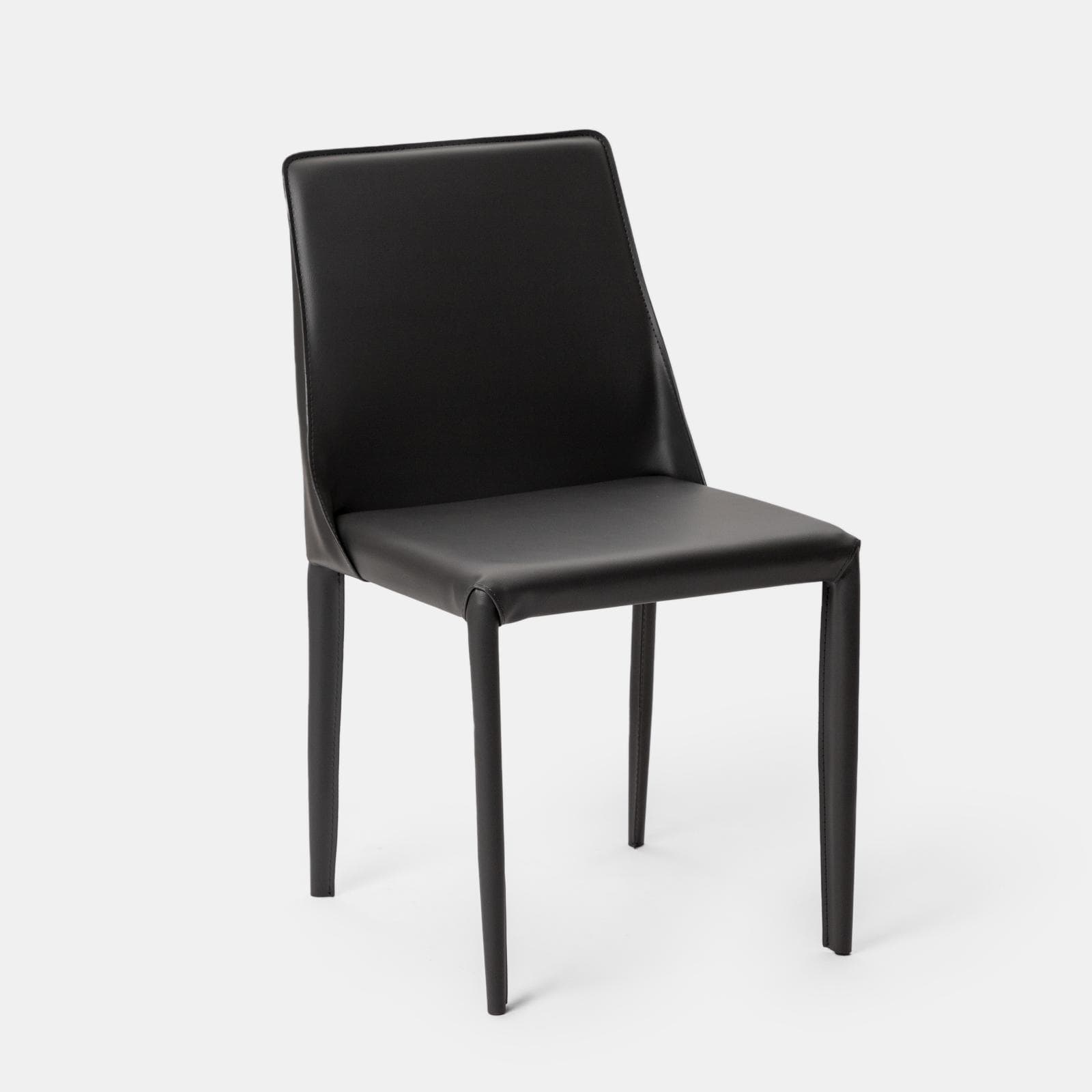 Sedia in similpelle antracite con gambe in metallo rivestite - Molving