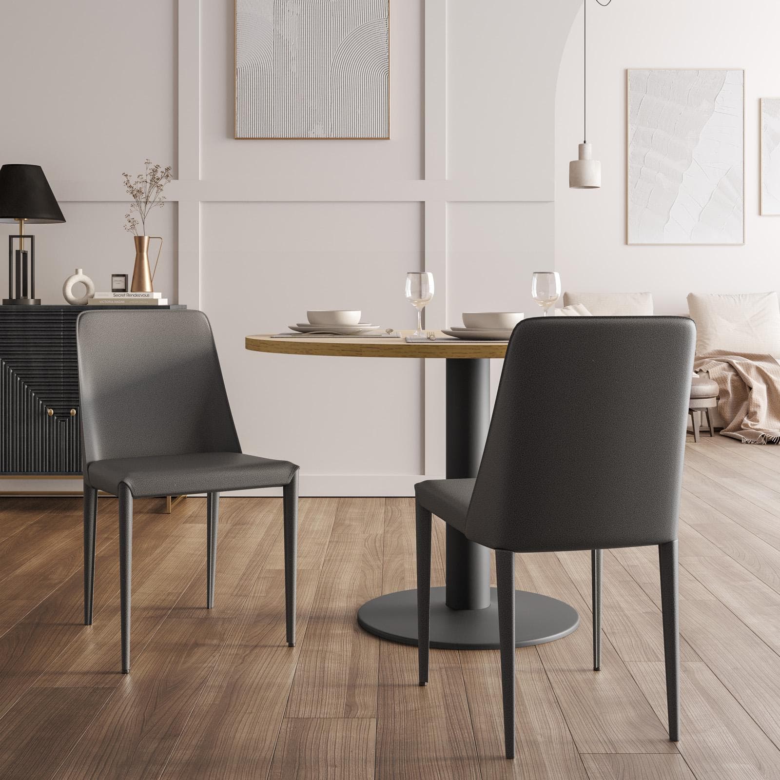 Sedia in similpelle grigio scuro con gambe in metallo rivestite - Molving