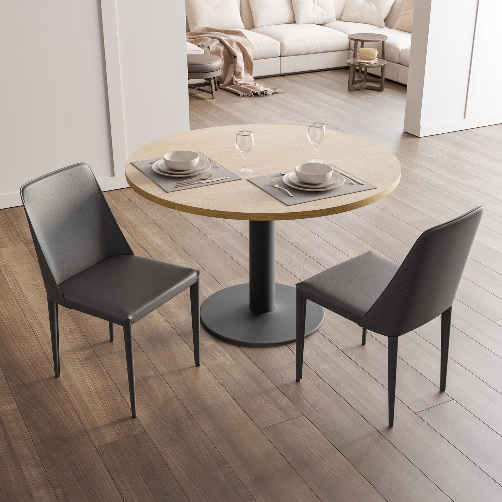 Sedia in similpelle grigio scuro con gambe in metallo rivestite - Molving