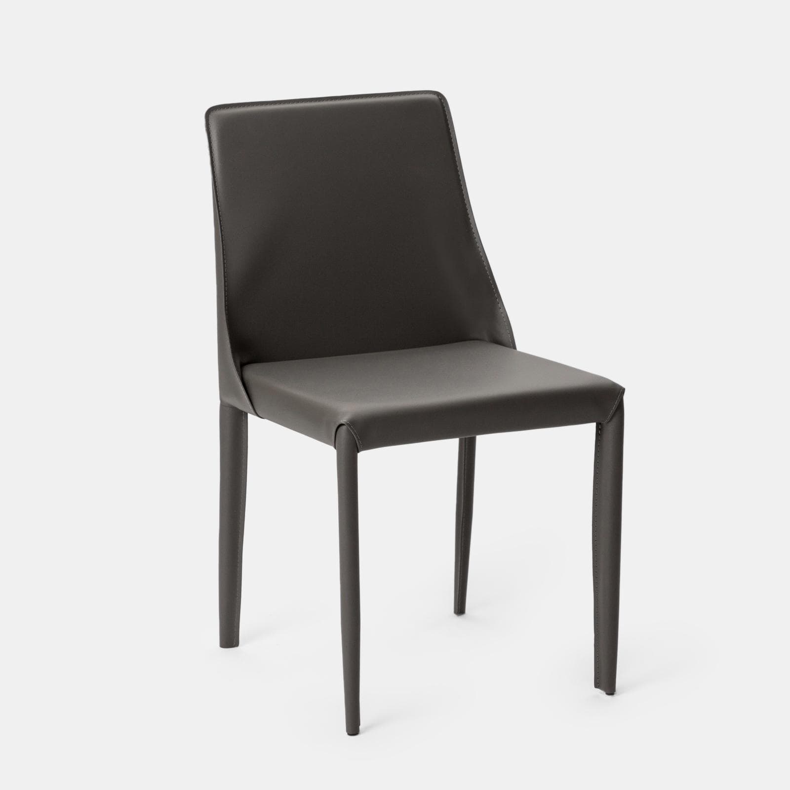 Sedia in similpelle grigio scuro con gambe in metallo rivestite - Molving