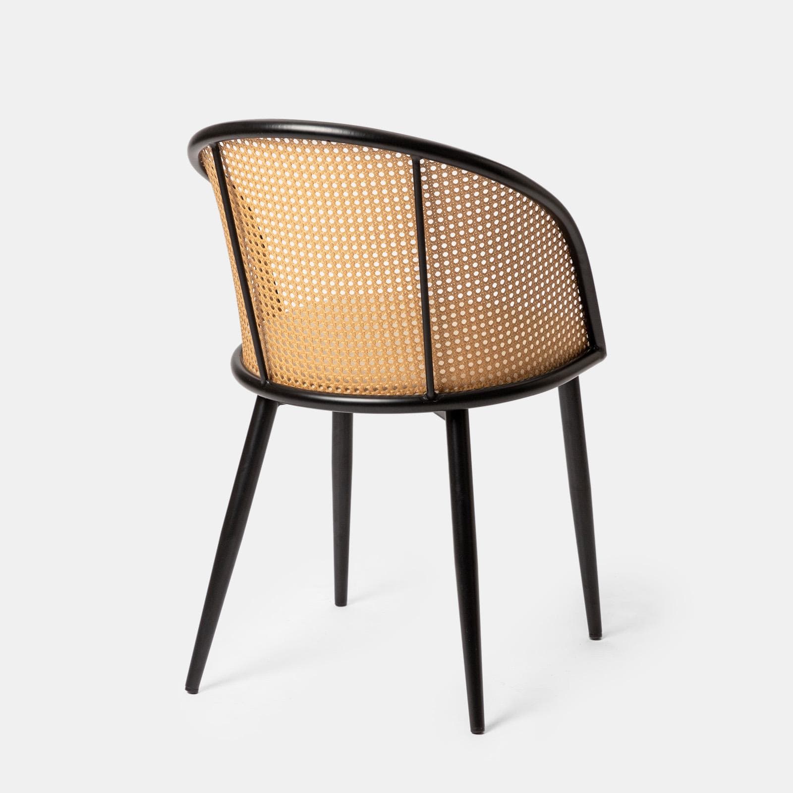 Sedia in tessuto tortora con schienale polyrattan naturale - Sloane