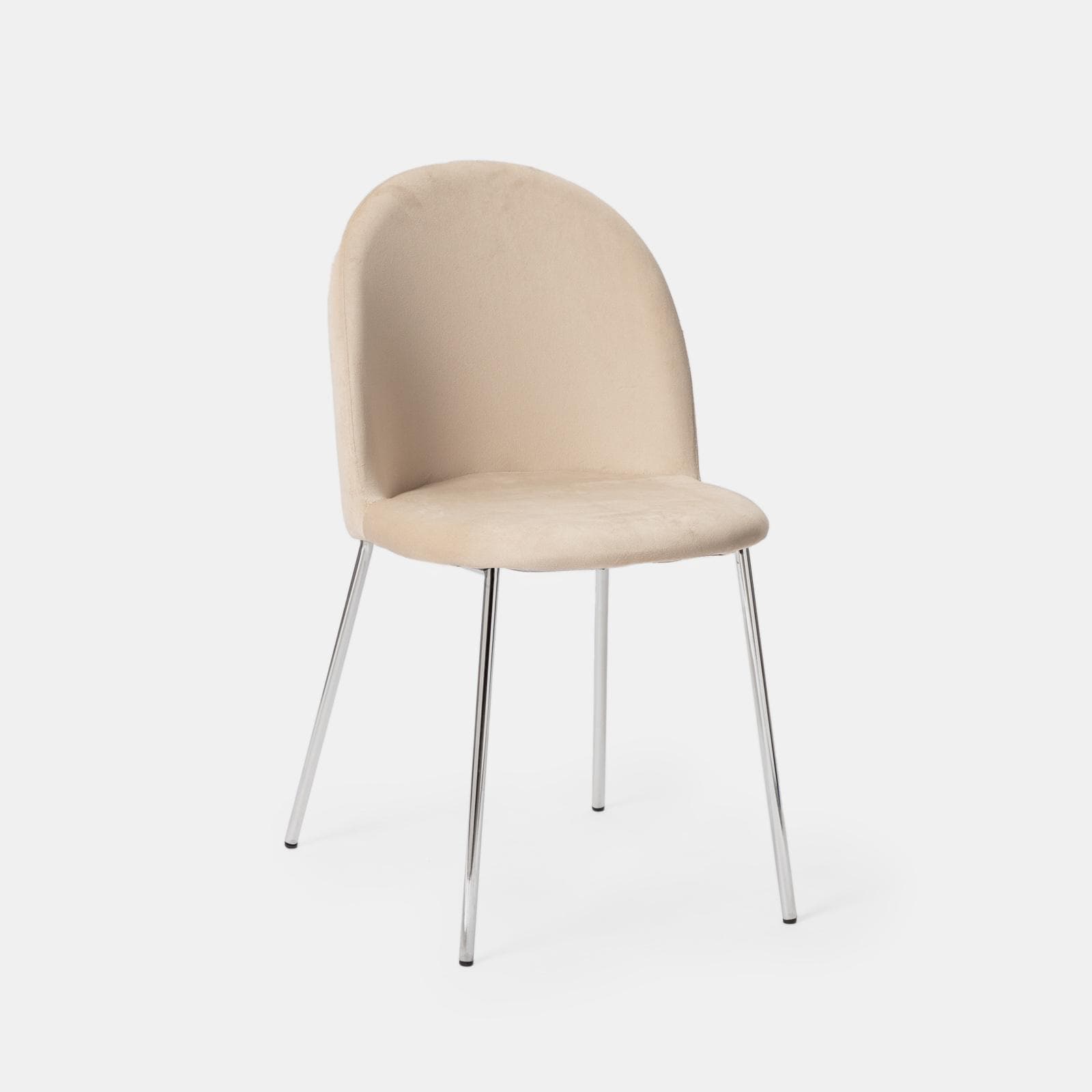 Sedia in velluto beige con gambe in metallo cromo - Zilla