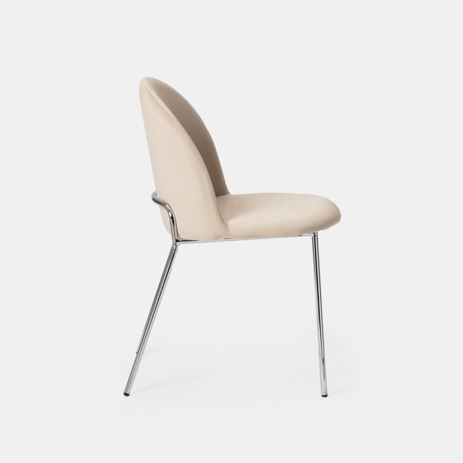 Sedia in velluto beige con gambe in metallo cromo - Zilla