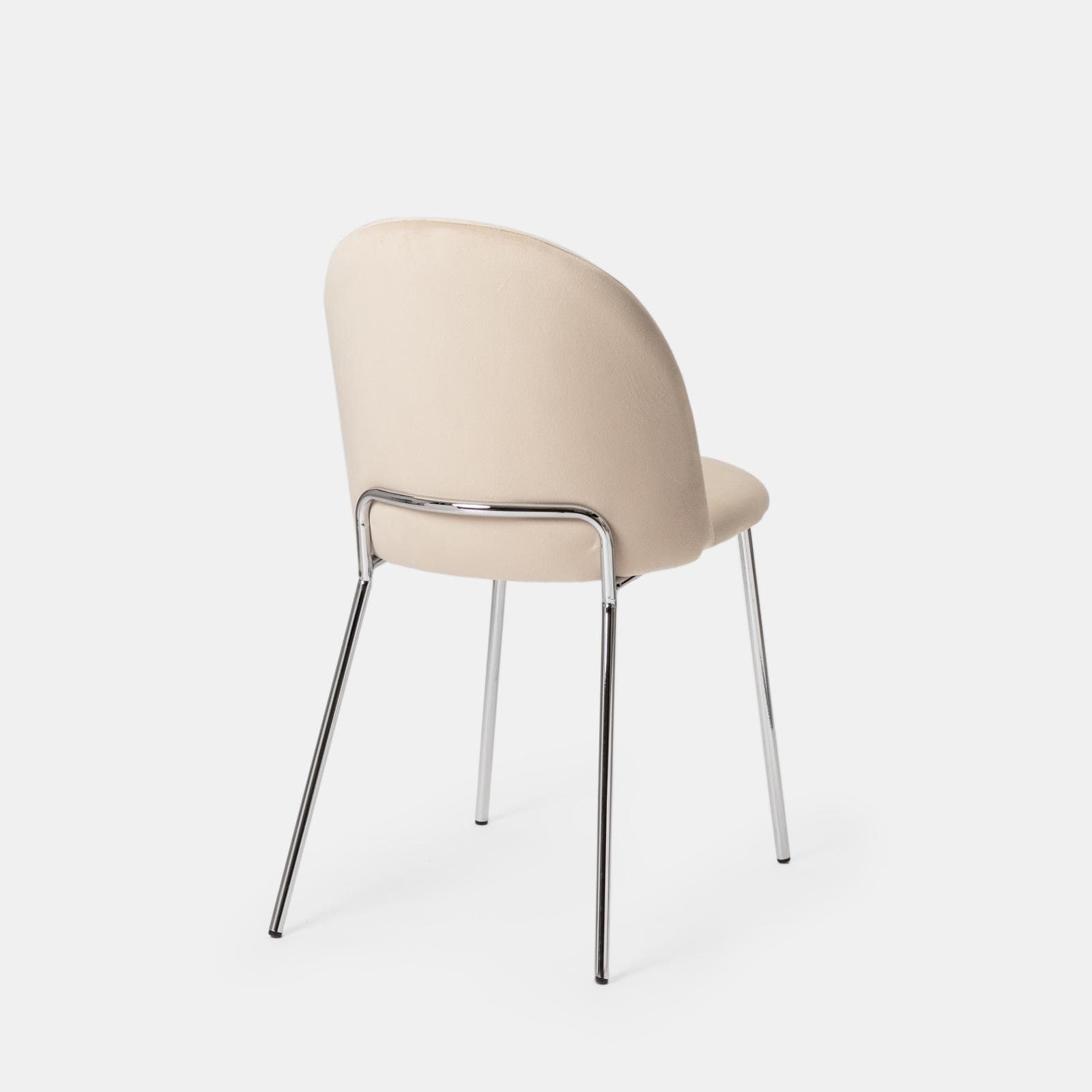 Sedia in velluto beige con gambe in metallo cromo - Zilla