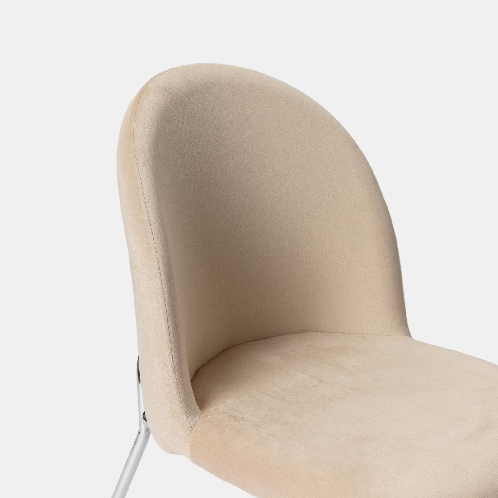 Sedia in velluto beige con gambe in metallo cromo - Zilla