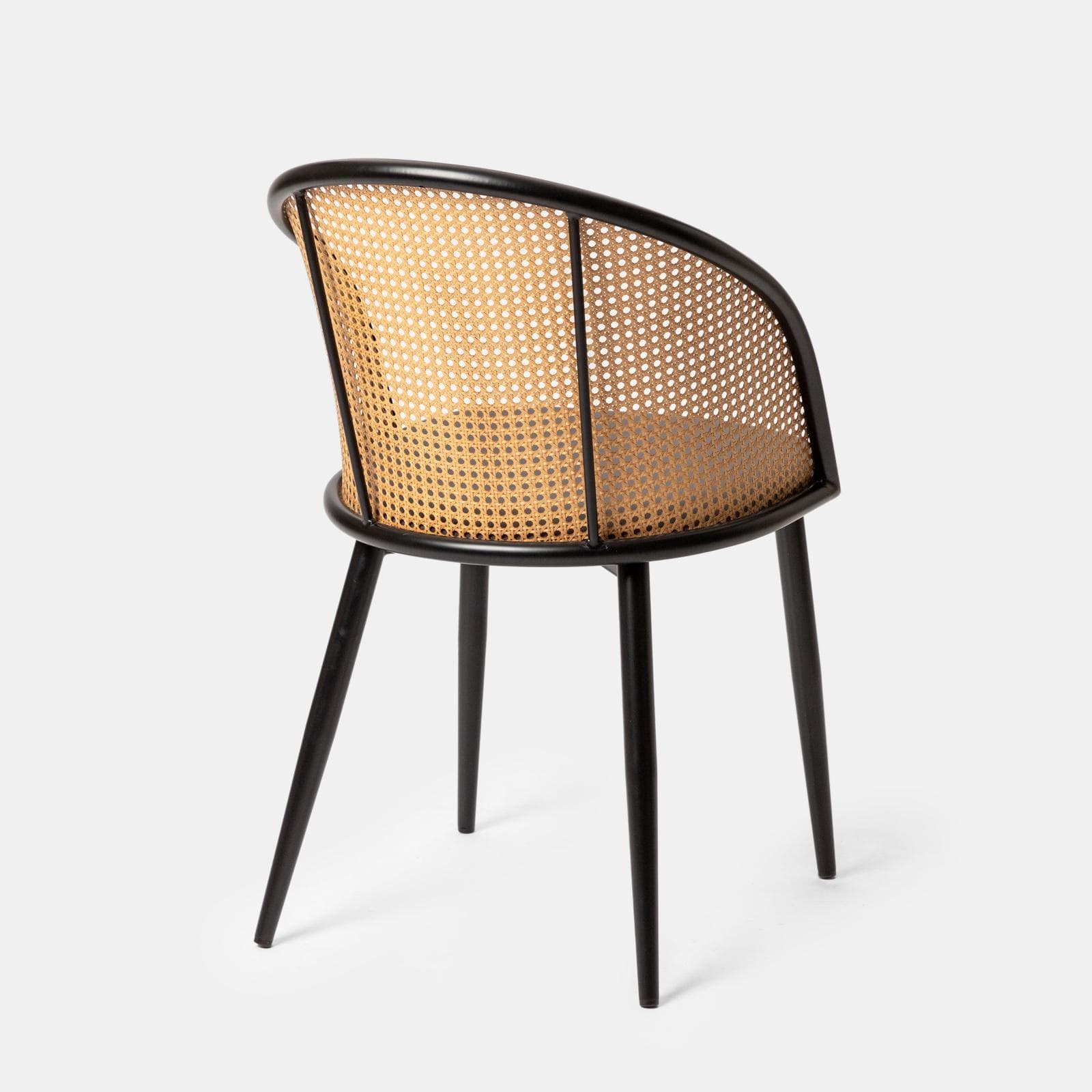 Sedia in velluto grigio con schienale in polyrattan naturale - Sloane