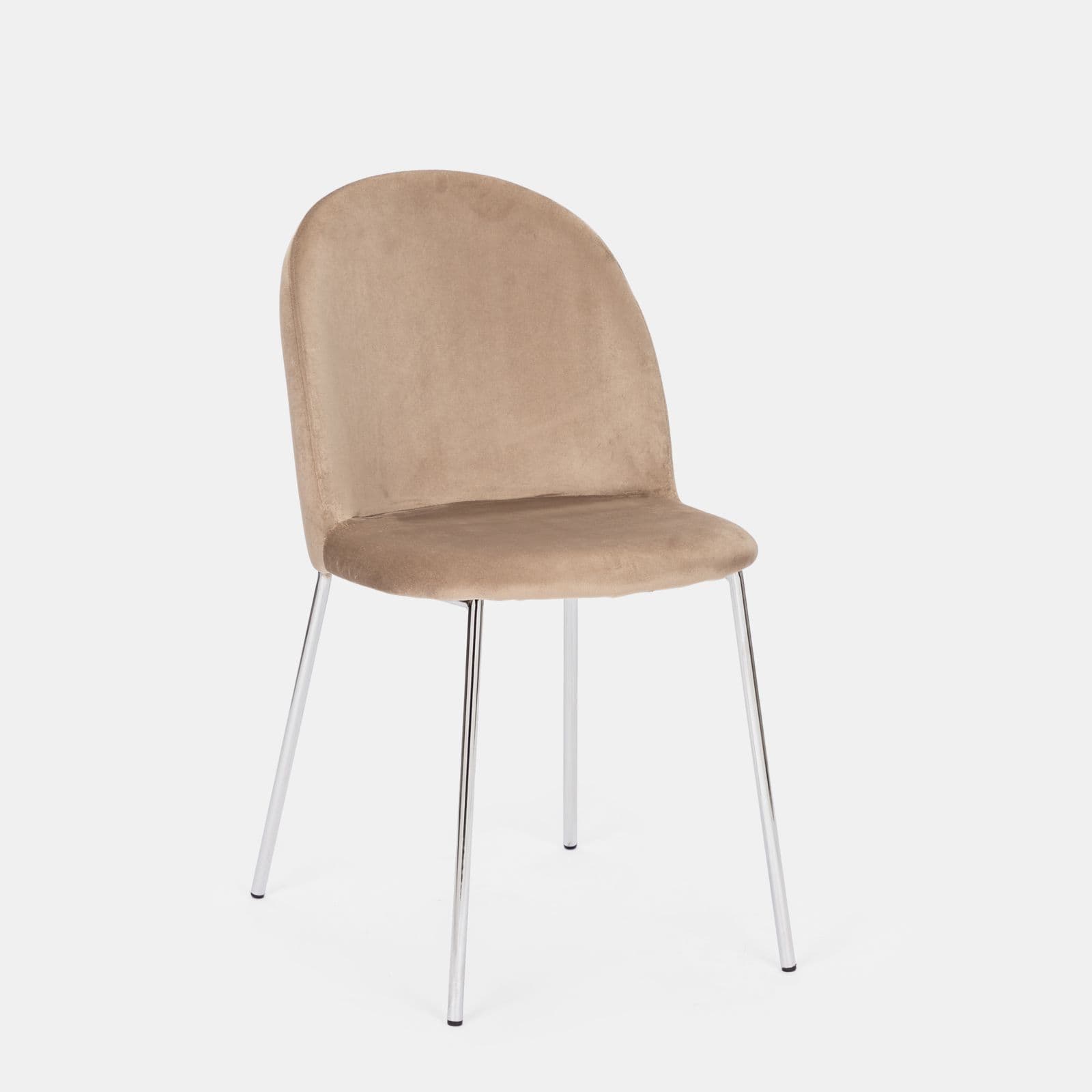Sedia in velluto tortora con gambe in metallo cromo - Zilla