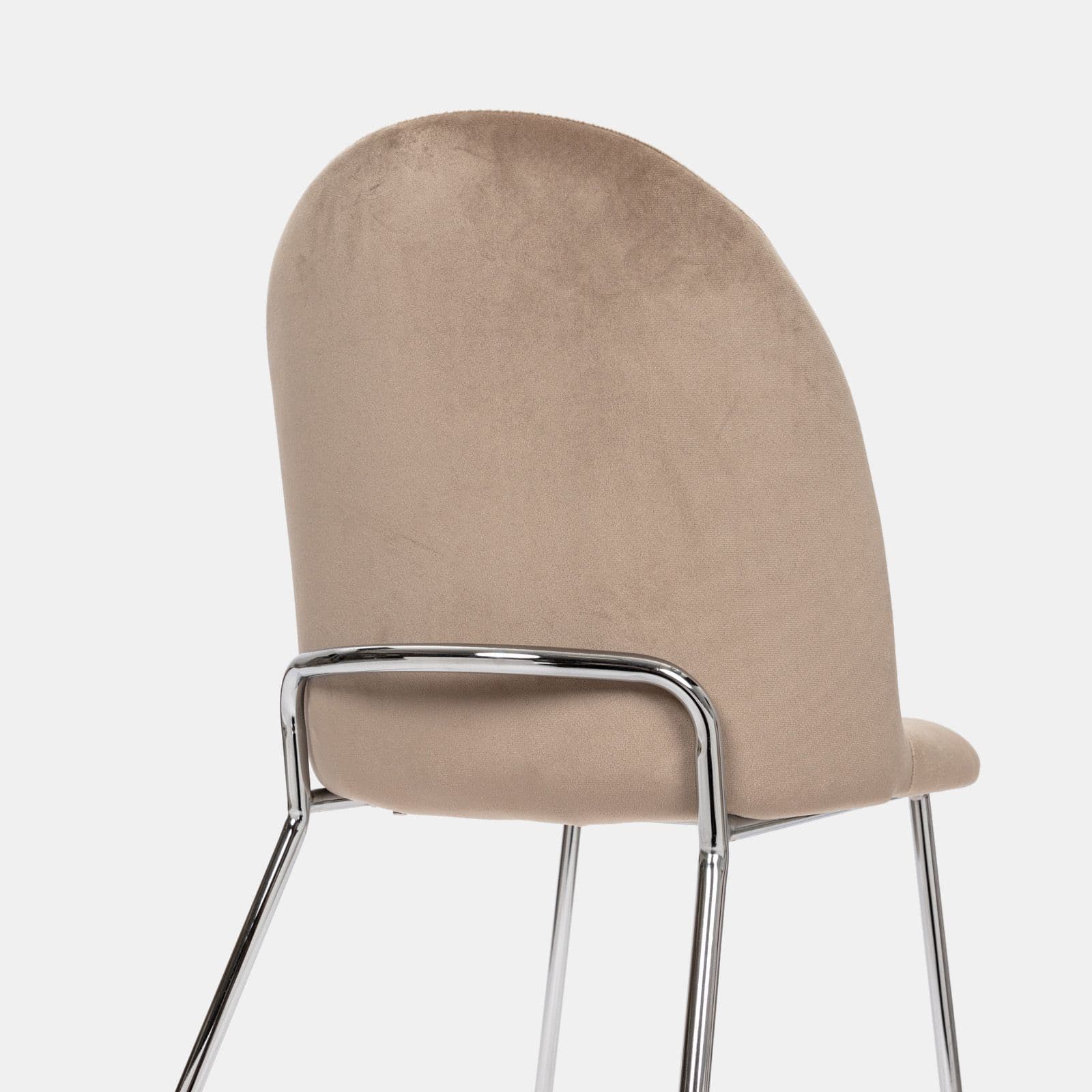 Sedia in velluto tortora con gambe in metallo cromo - Zilla
