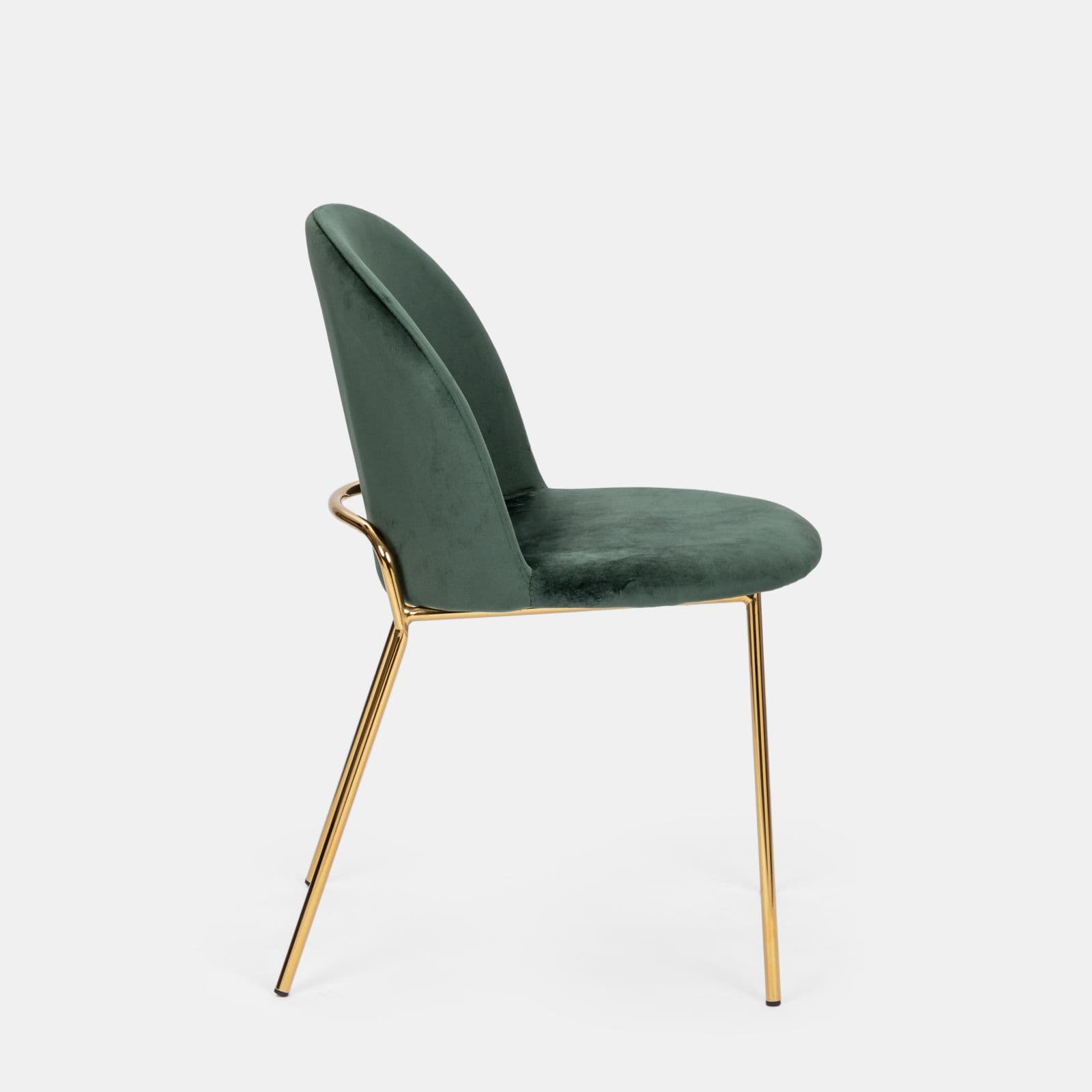 Sedia in velluto verde scuro con gambe in metallo finitura oro - Zilla