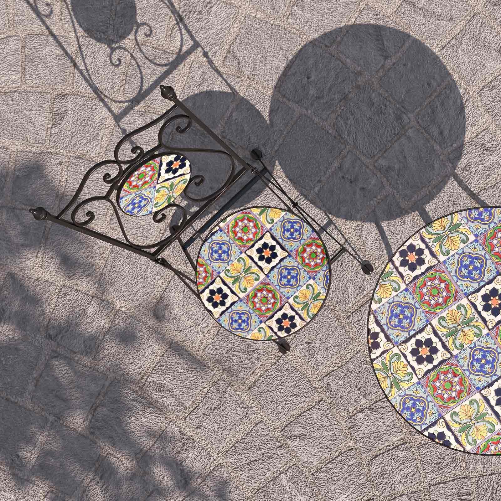 Sedia pieghevole con decorazione maiolica toni freddi - Otranto