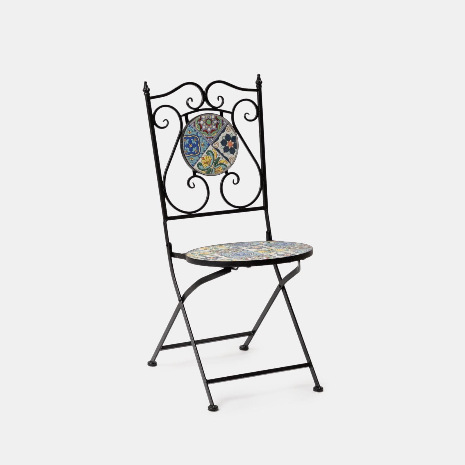 Sedia pieghevole con decorazione maiolica toni freddi - Otranto