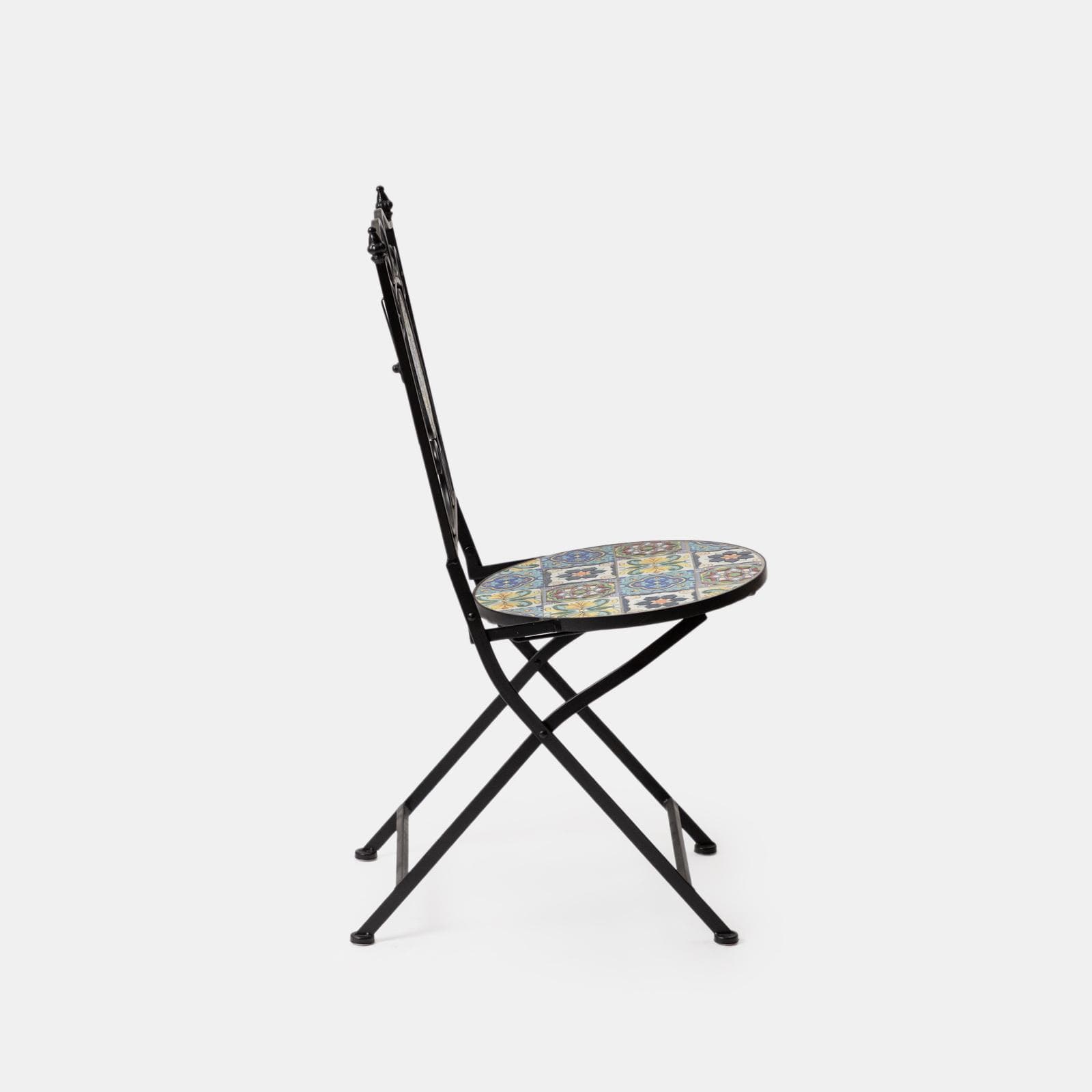 Sedia pieghevole con decorazione maiolica toni freddi - Otranto