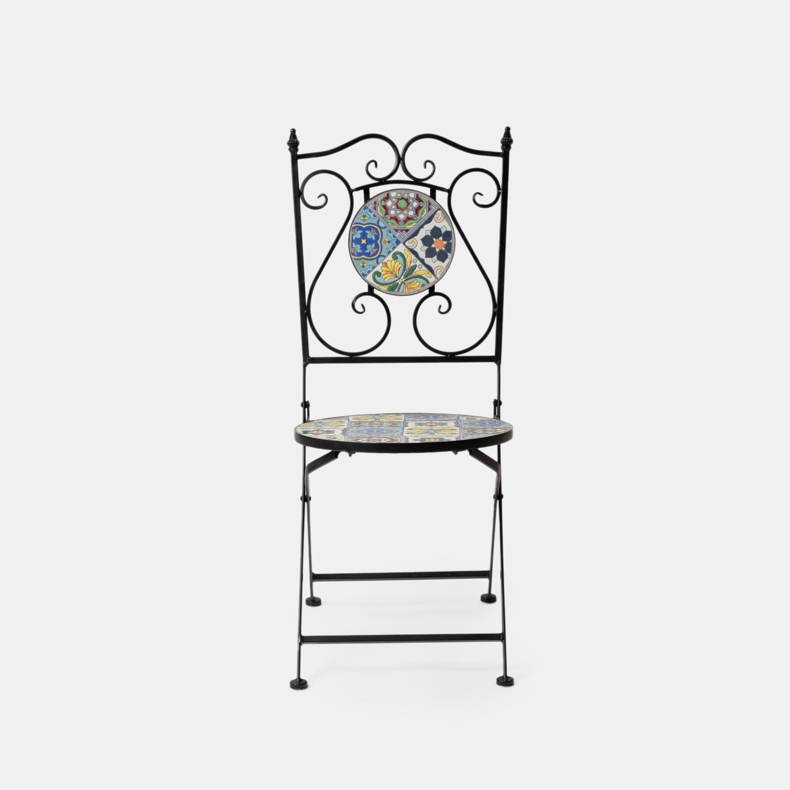 Sedia pieghevole con decorazione maiolica toni freddi - Otranto