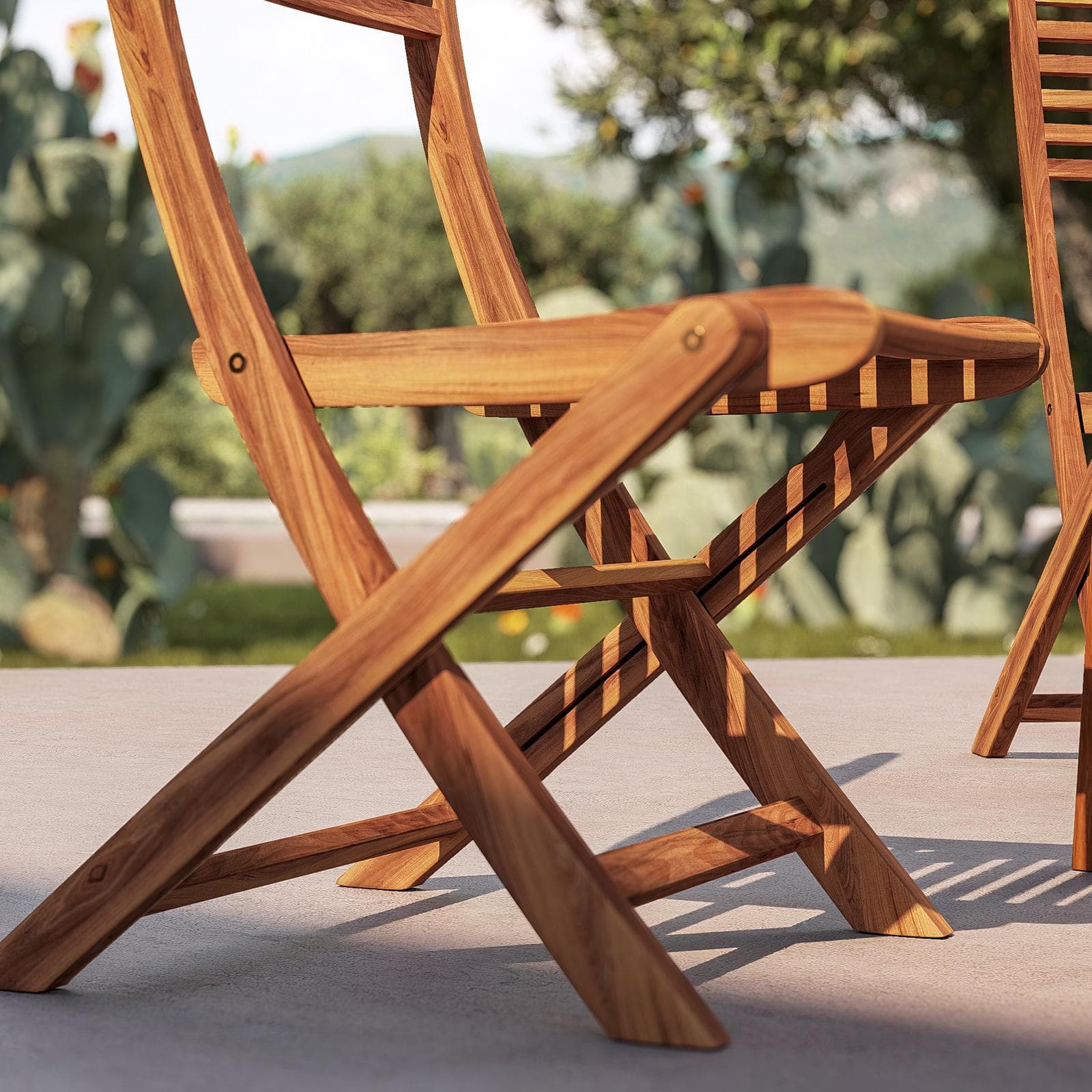 Sedia salvaspazio pieghevole in legno di acacia - Paja