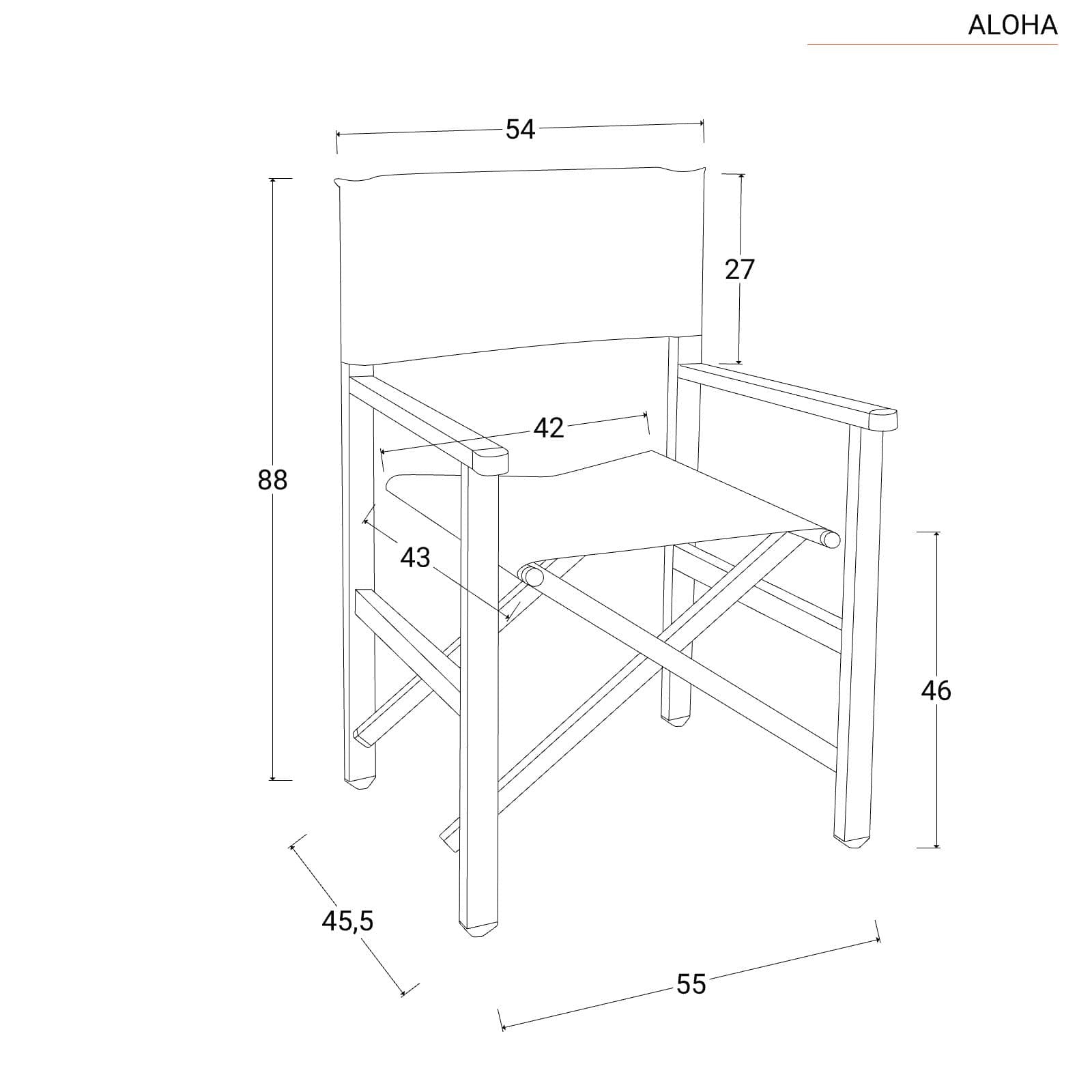 Sedia regista in textilene antracite - Aloha
