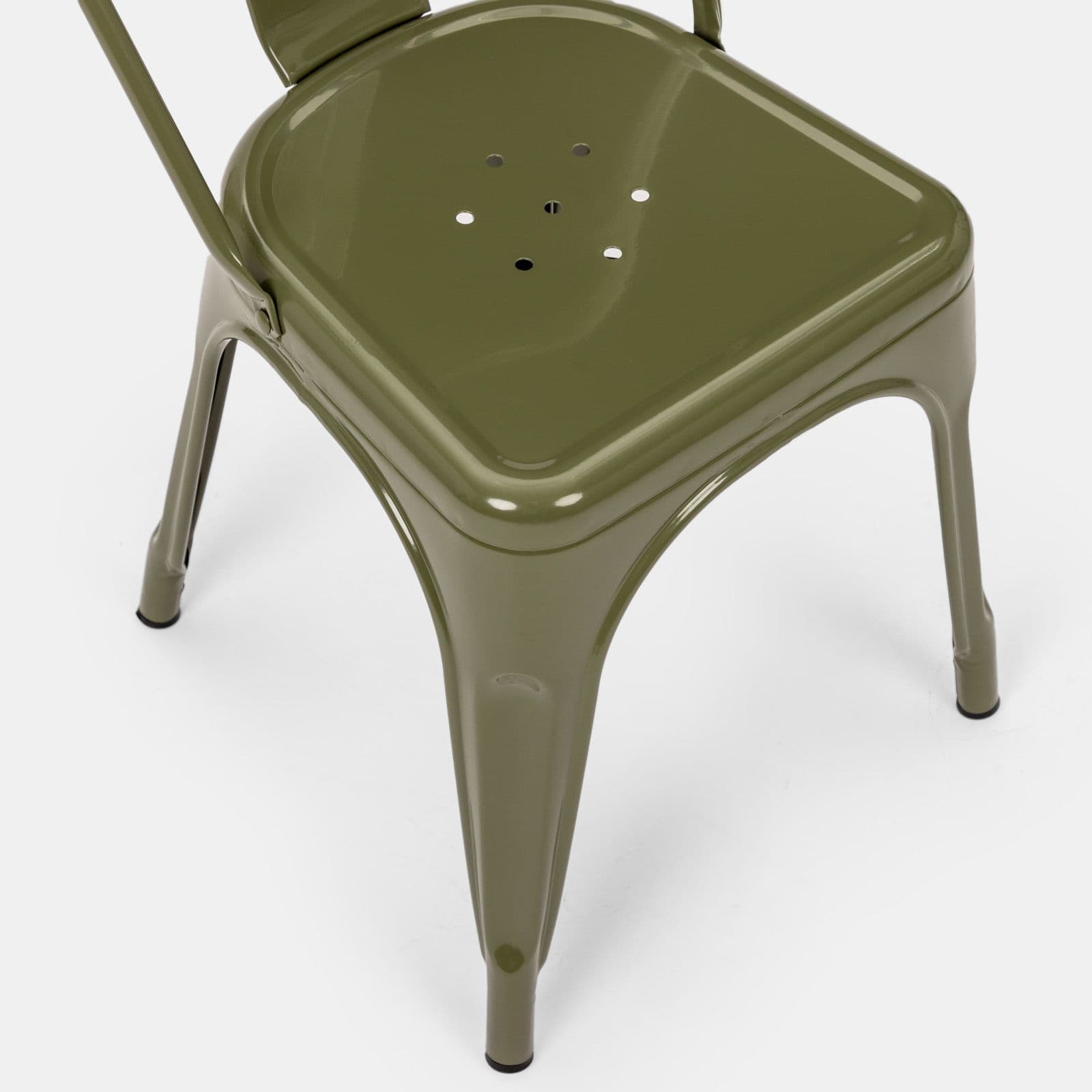 Sedia impilabile stile industrial in metallo verde - Farley