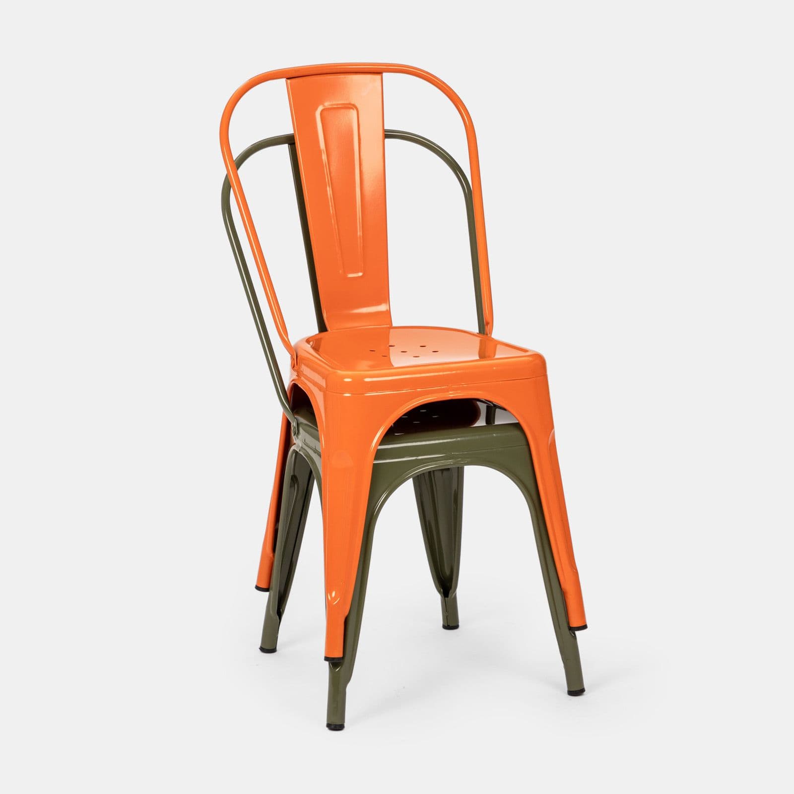 Sedia impilabile stile industrial in metallo verde - Farley