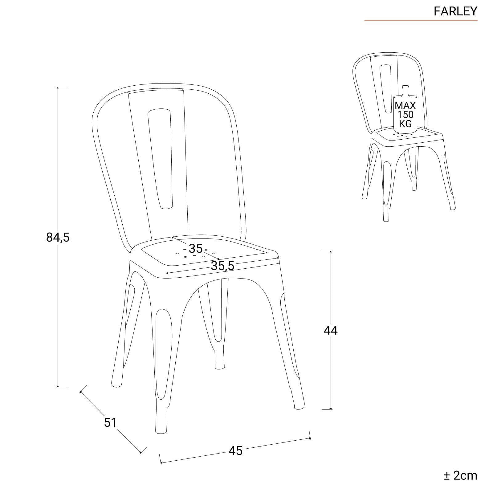 Sedia impilabile stile industrial in metallo verde - Farley