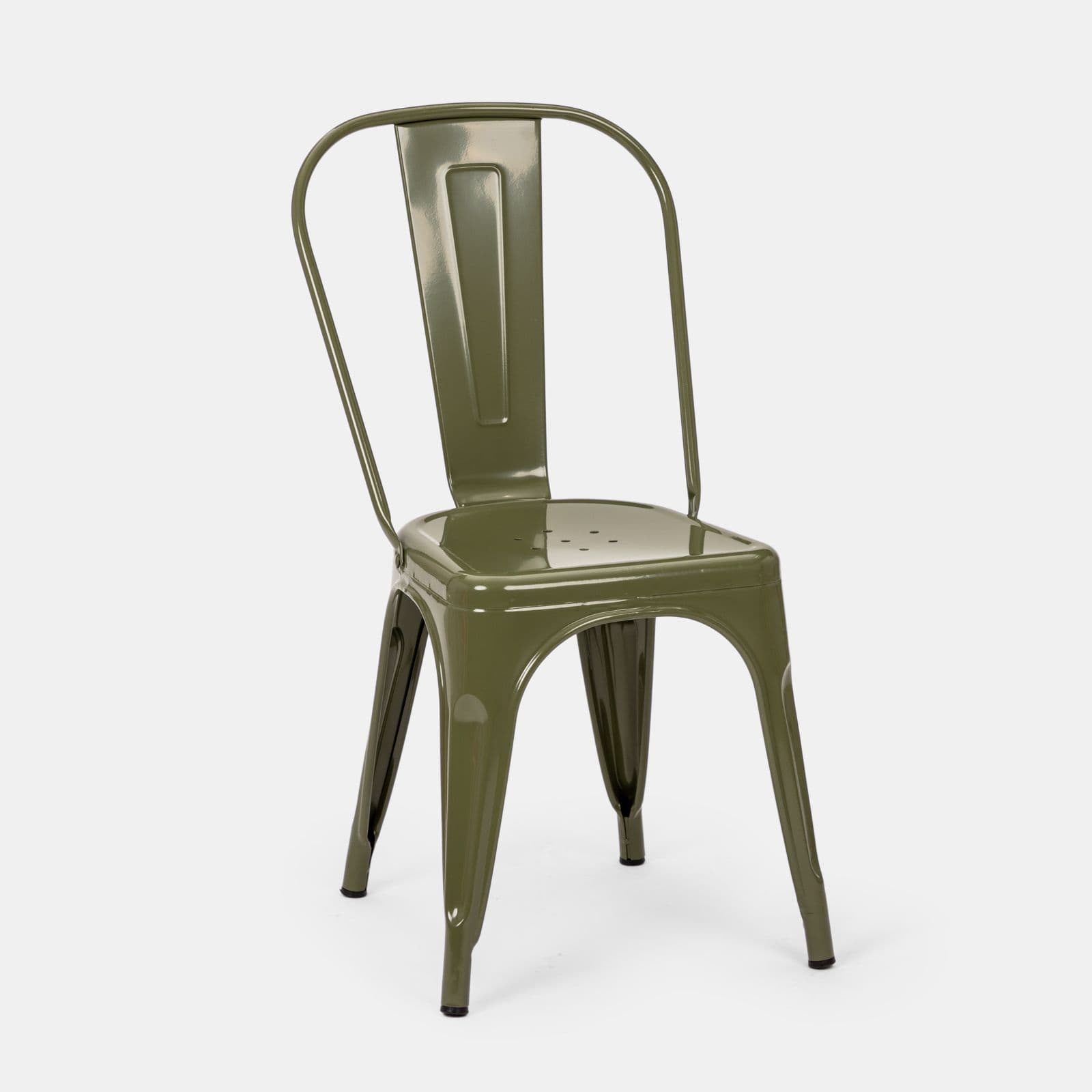 Sedia impilabile stile industrial in metallo verde - Farley