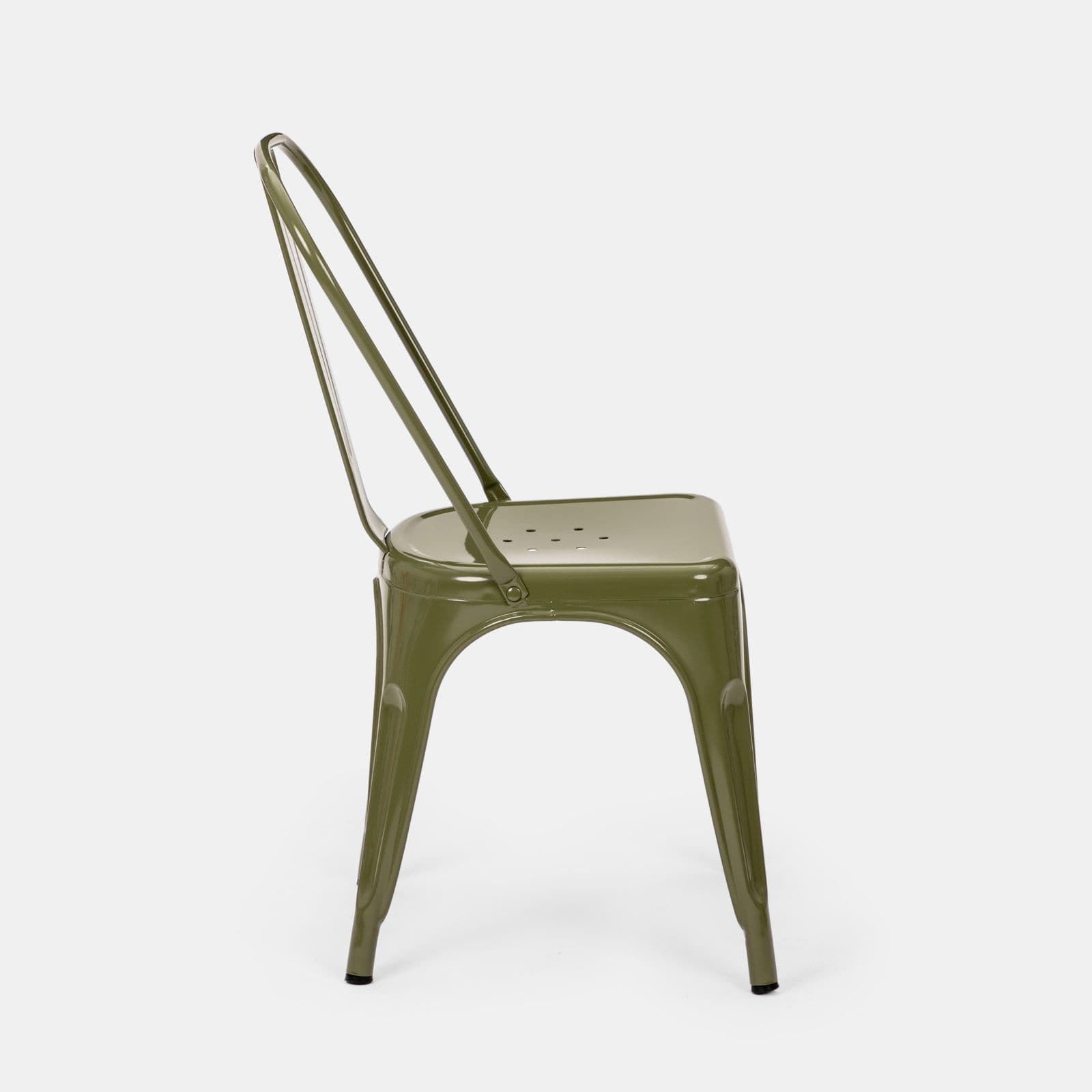 Sedia impilabile stile industrial in metallo verde - Farley