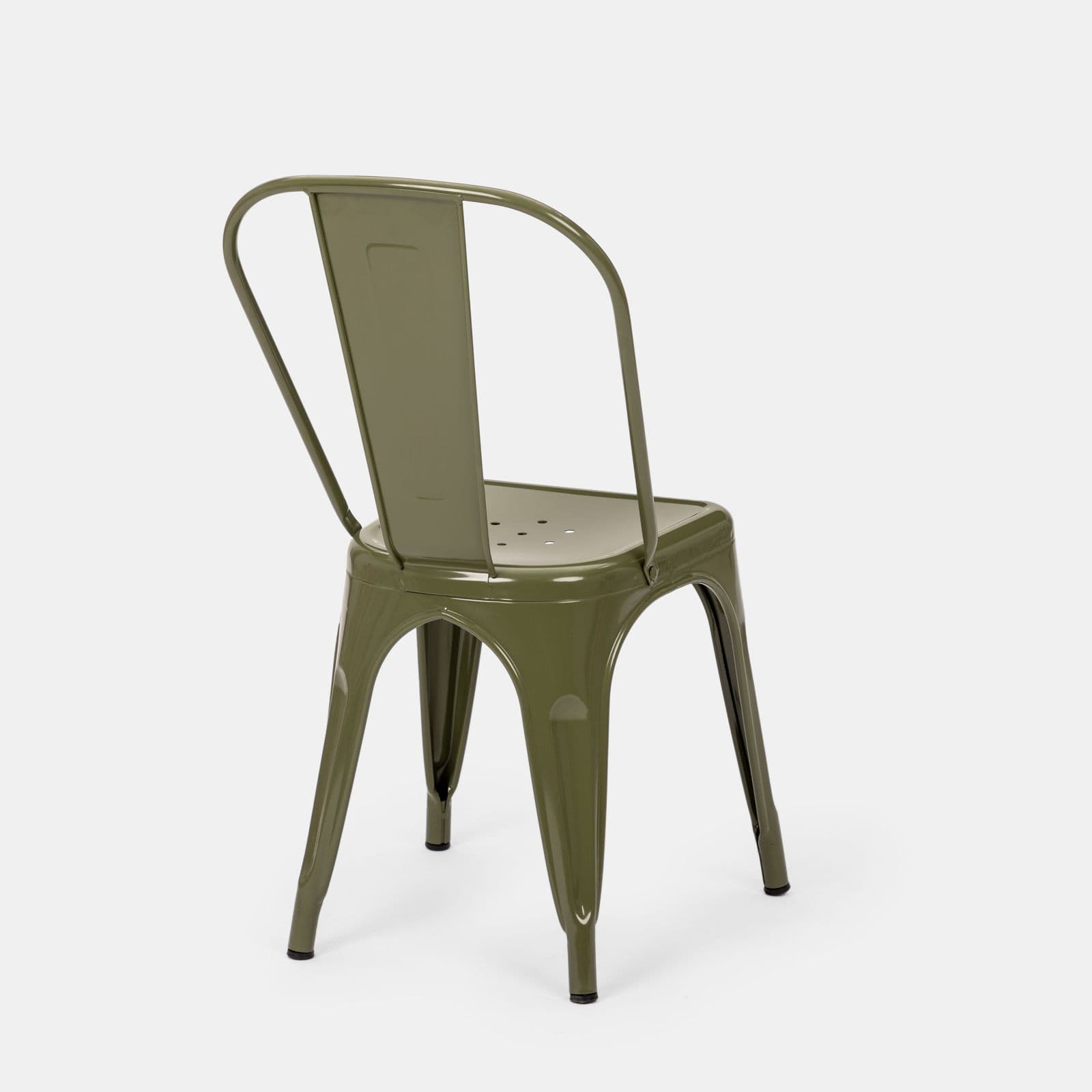 Sedia impilabile stile industrial in metallo verde - Farley