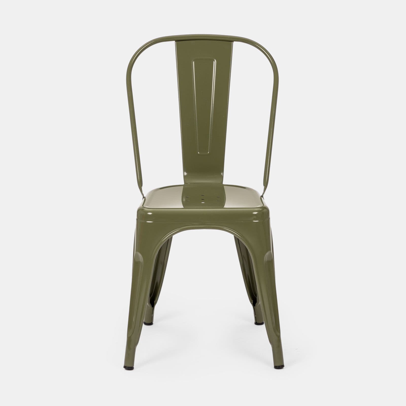 Sedia impilabile stile industrial in metallo verde - Farley