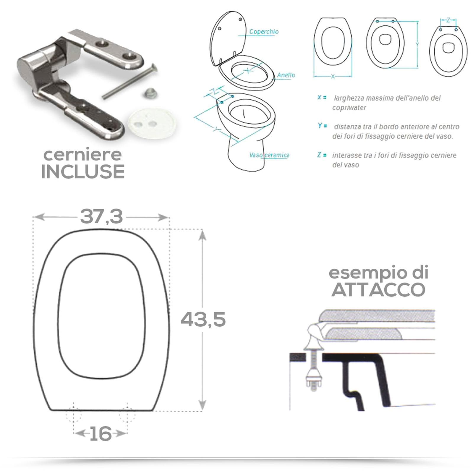 Sedile copriwc in legno bianco compatibile con serie la Oasi di Pozzi Ginori