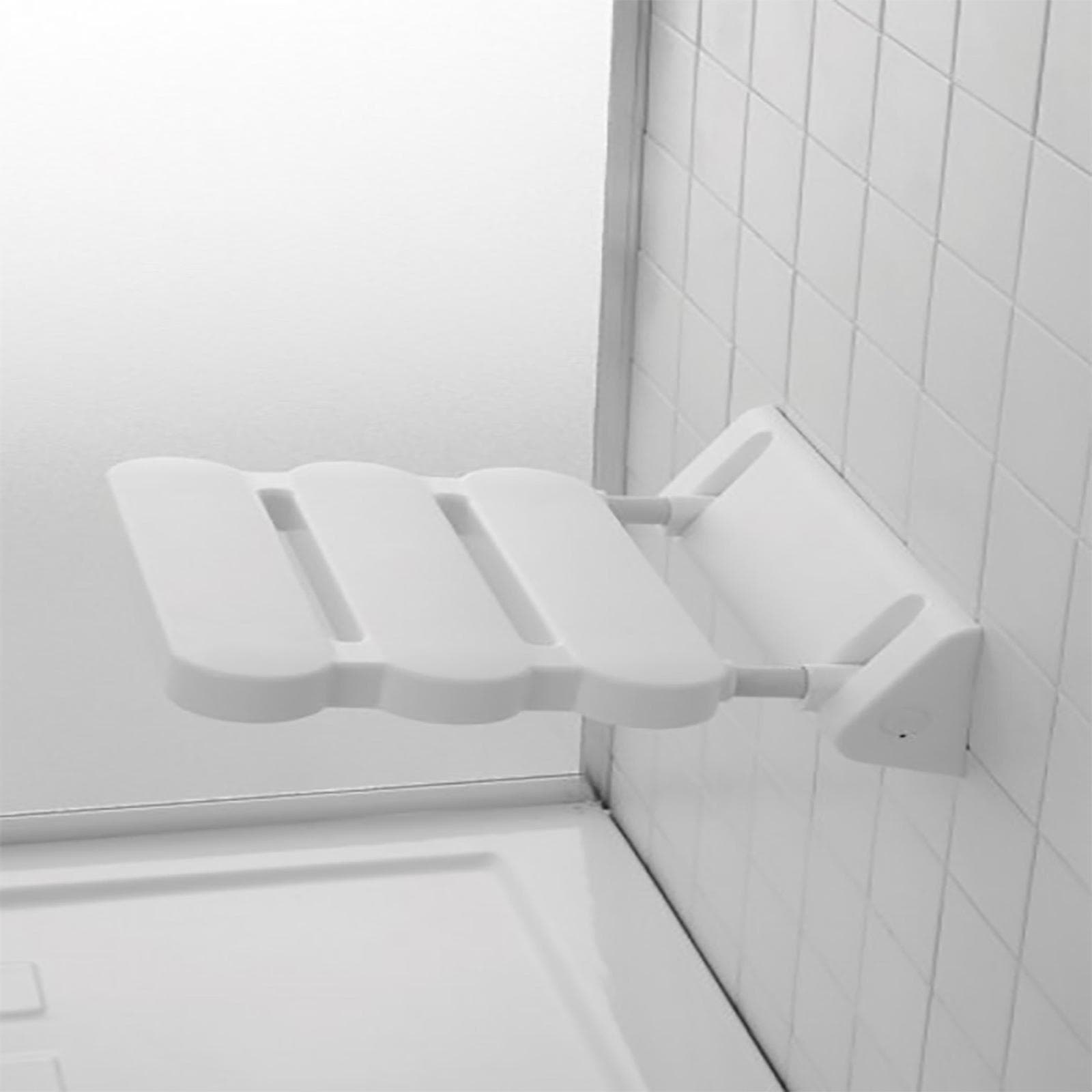 Sedile per doccia a ribalta in alluminio e ABS bianco