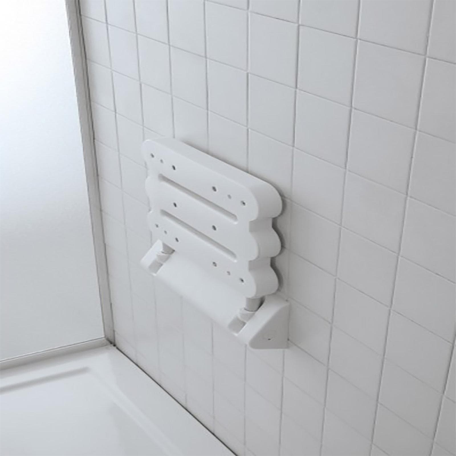 Sedile per doccia a ribalta in alluminio e ABS bianco