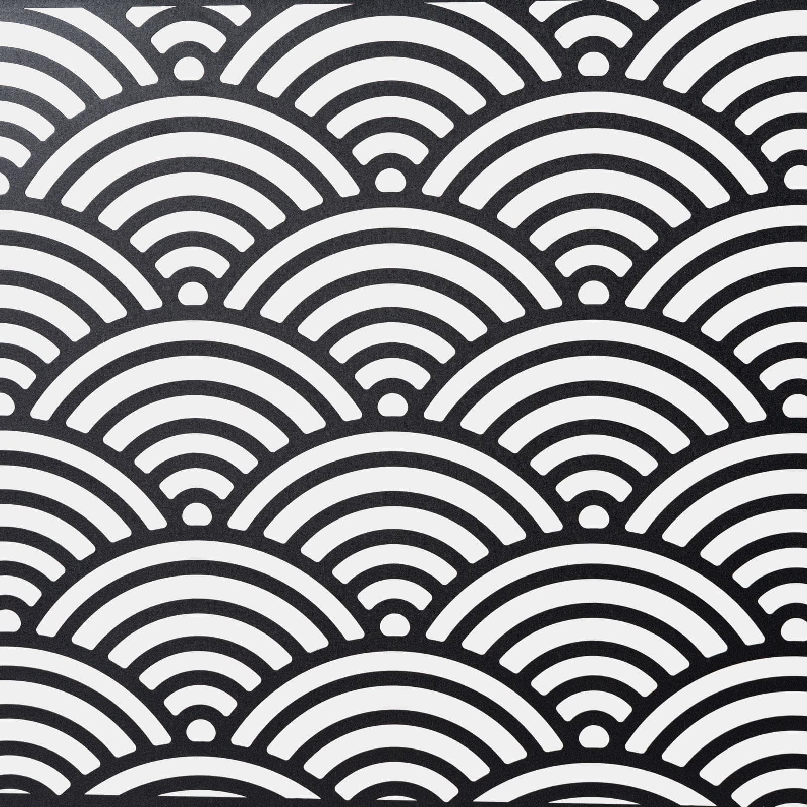 Separé doppio da giardino in acciaio nero 200x30x180h cm con disegno onda giapponese - Callen