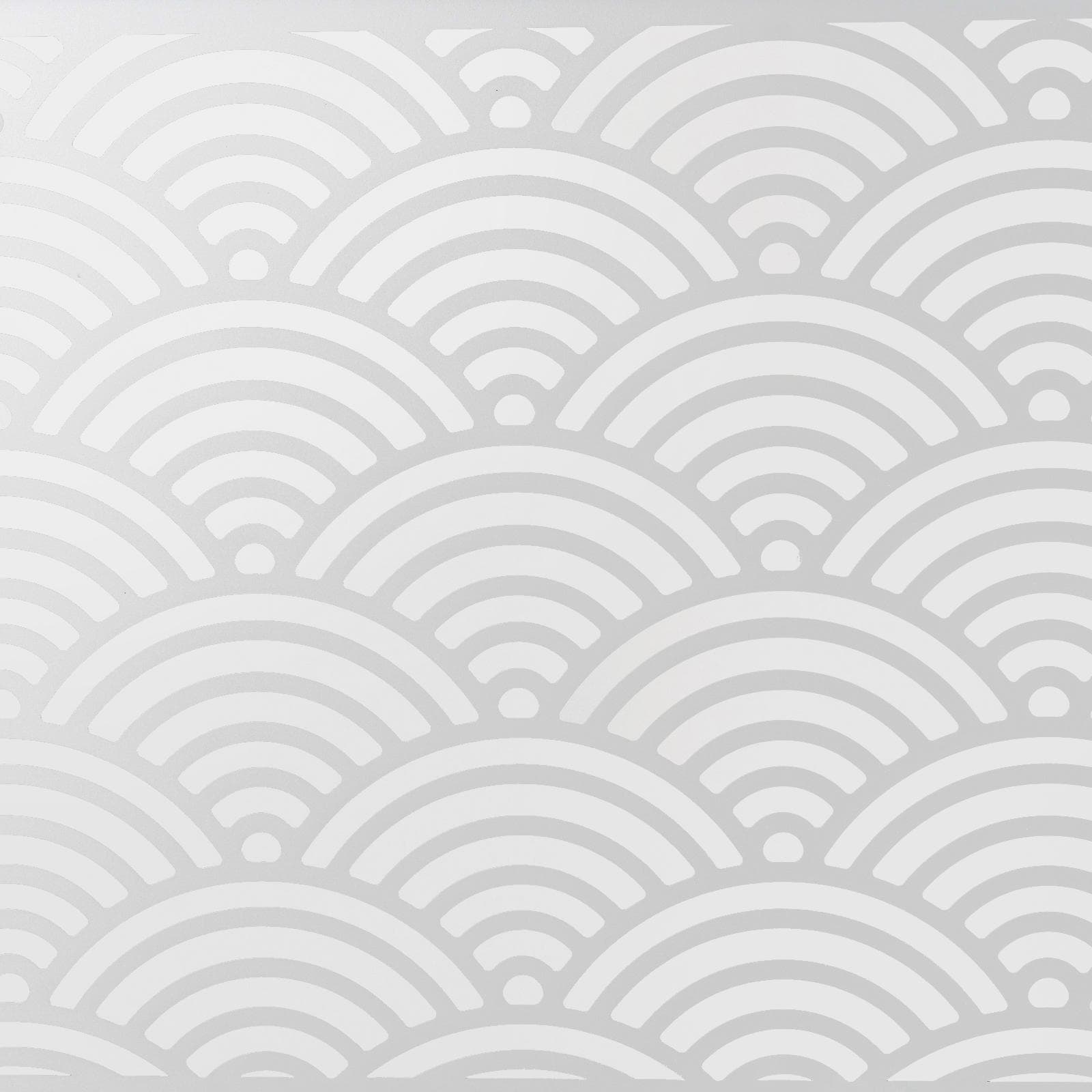 Separé triplo da giardino 300x30x180h cm con disegno onda giapponese in acciaio bianco - Callen