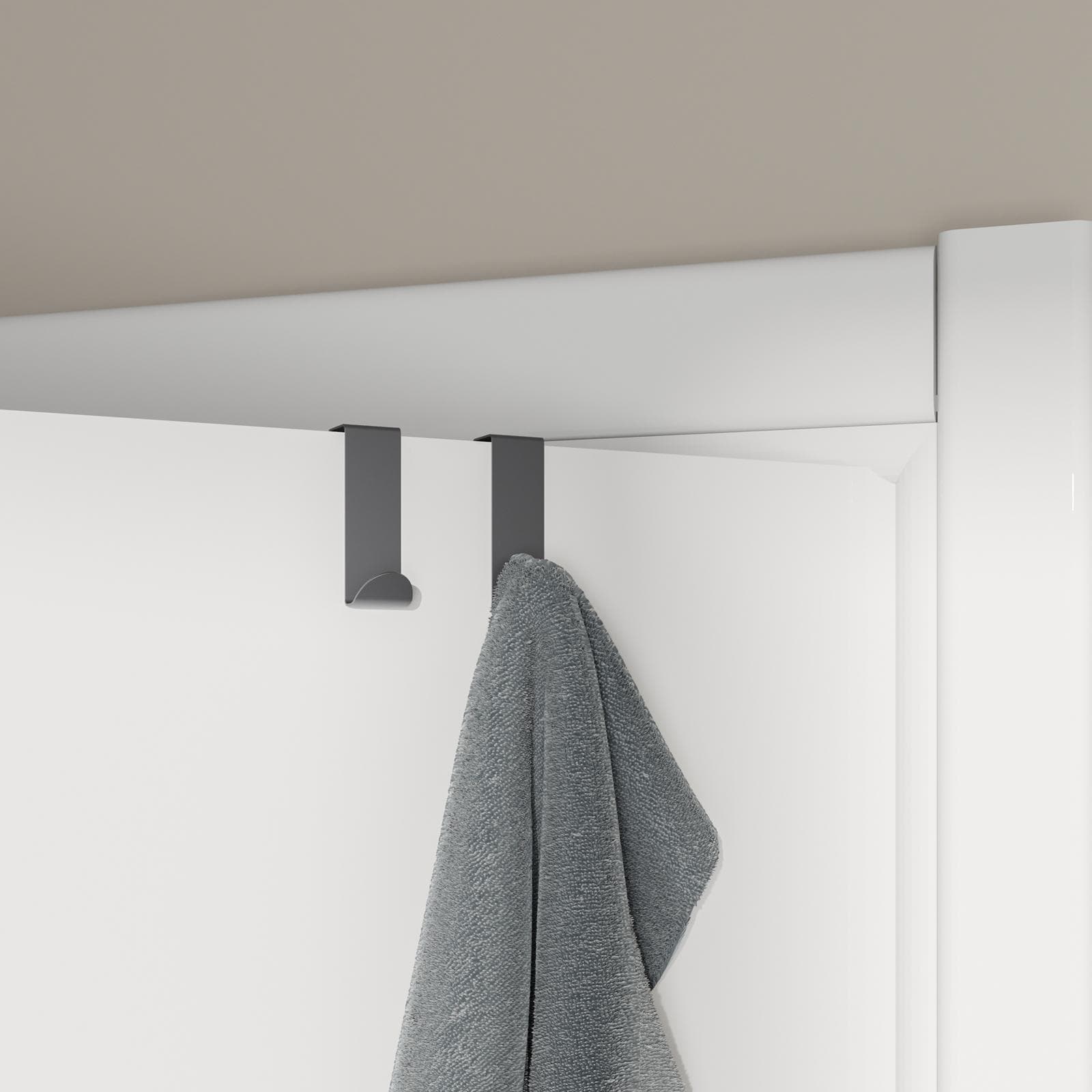 Set 2 appendini per porta o termoarredi in acciaio inox nero satinato - Arthur
