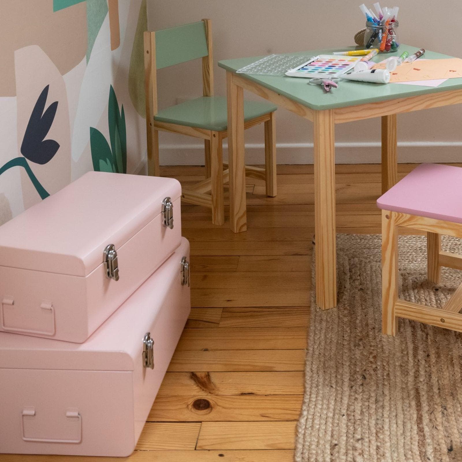 Set 2 bauli contenitori di diversa dimensione rosa - Kids